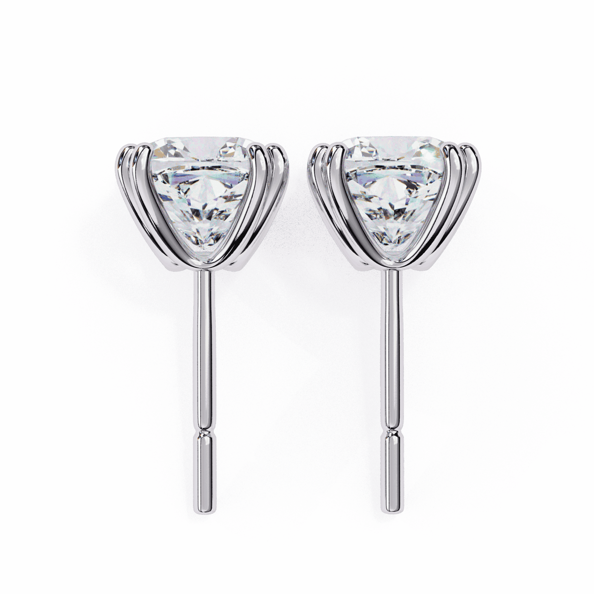 2.25 Carat Refined Cushion Solitaire Earrings in Moissanite | House of Estara