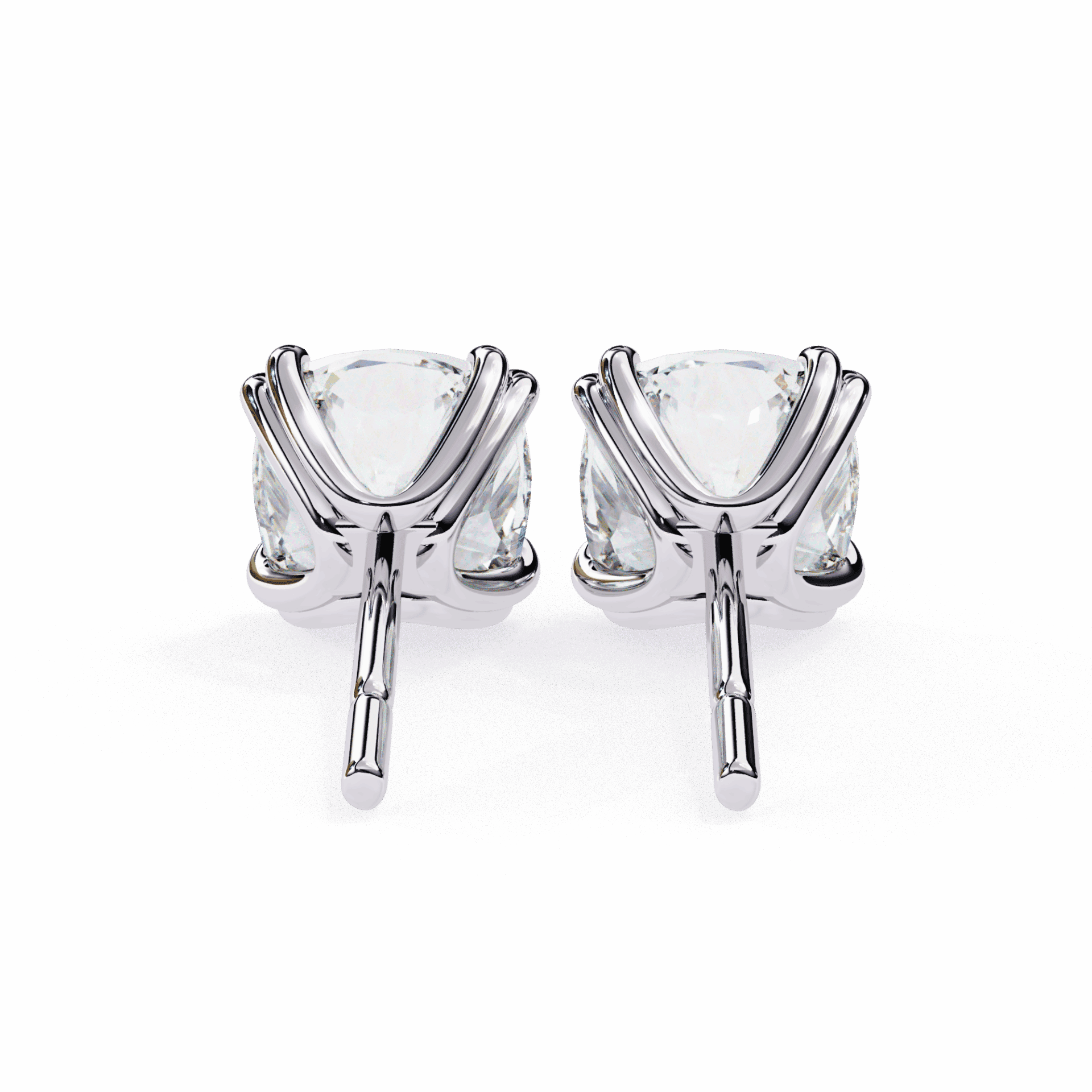 2.25 Carat Refined Cushion Solitaire Earrings in Moissanite | House of Estara