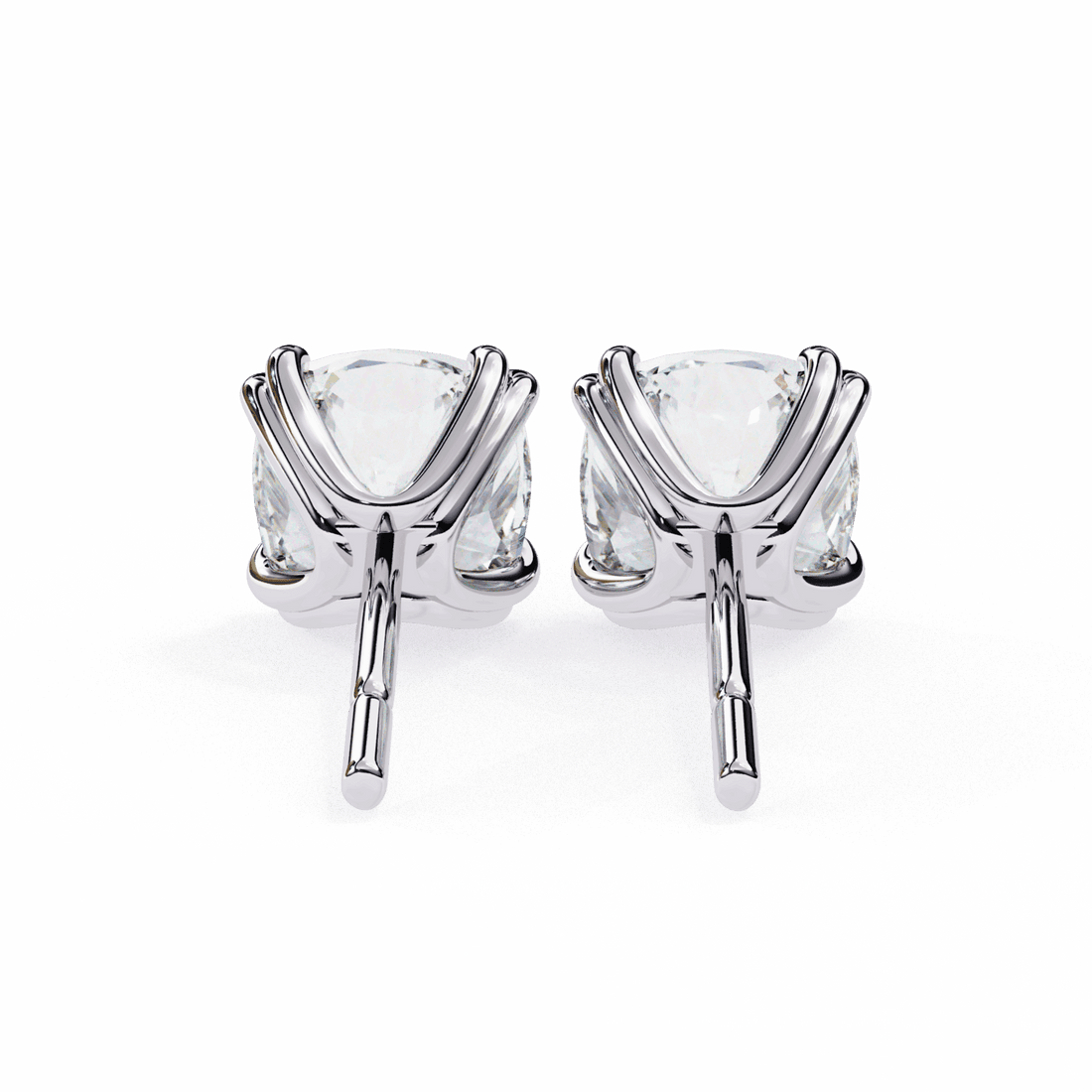 2.25 Carat Refined Cushion Solitaire Earrings in Moissanite | House of Estara