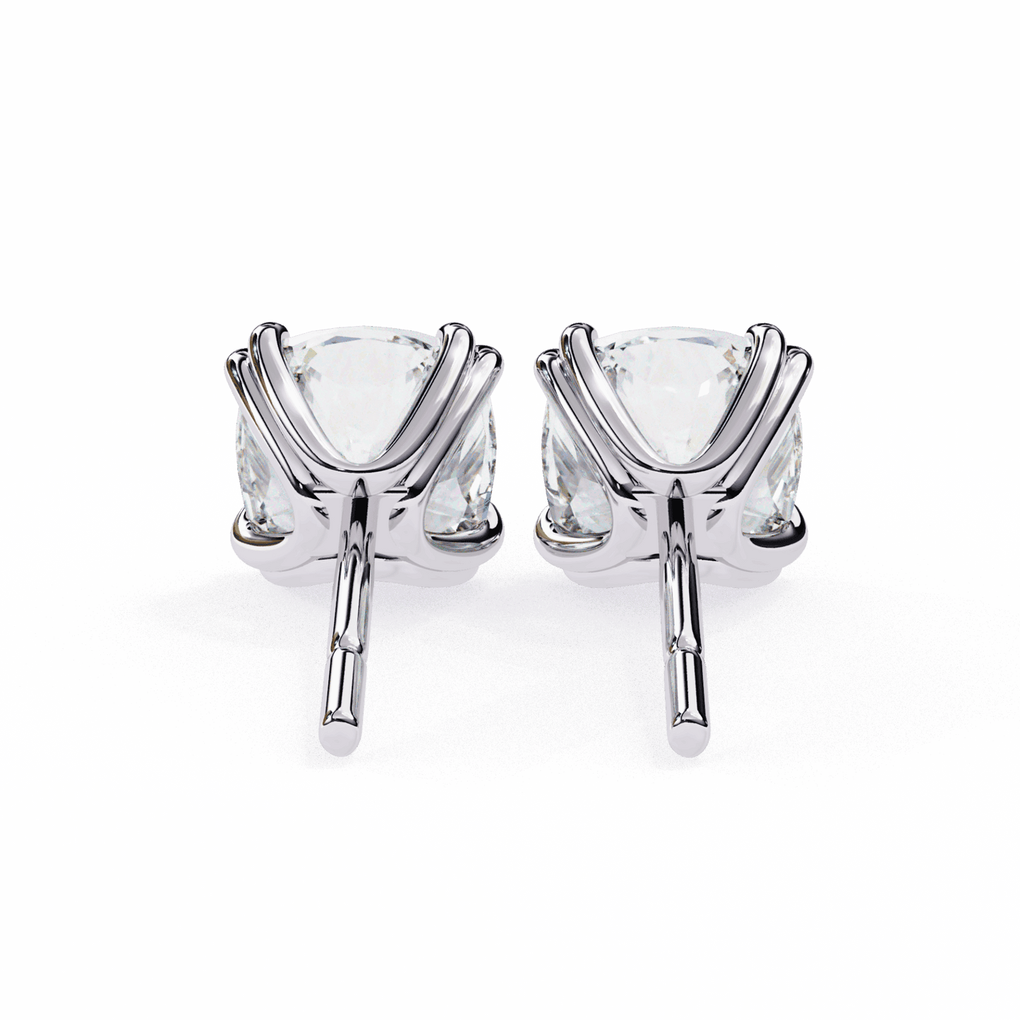2.25 Carat Refined Cushion Solitaire Earrings in Moissanite | House of Estara