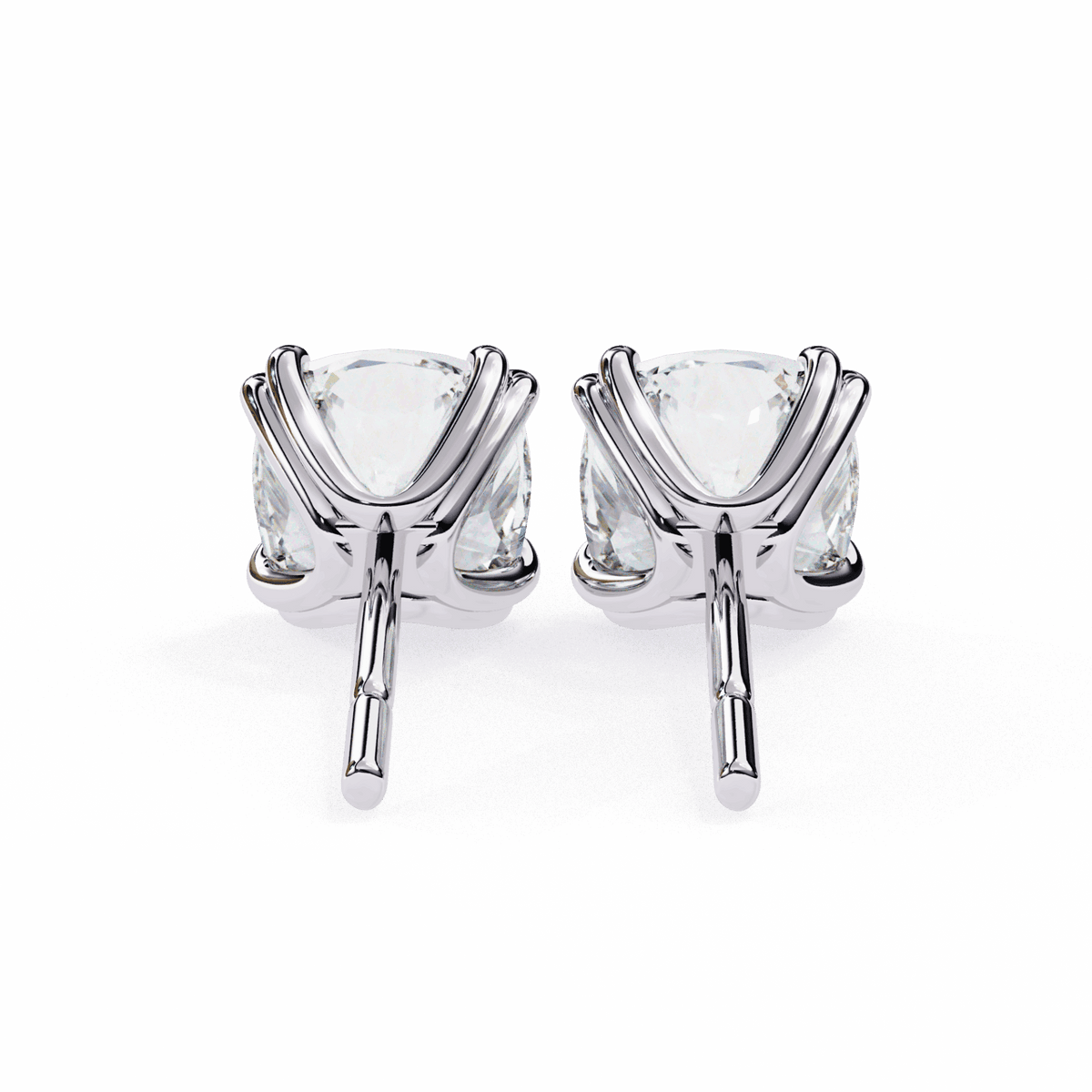 2.25 Carat Refined Cushion Solitaire Earrings in Moissanite | House of Estara