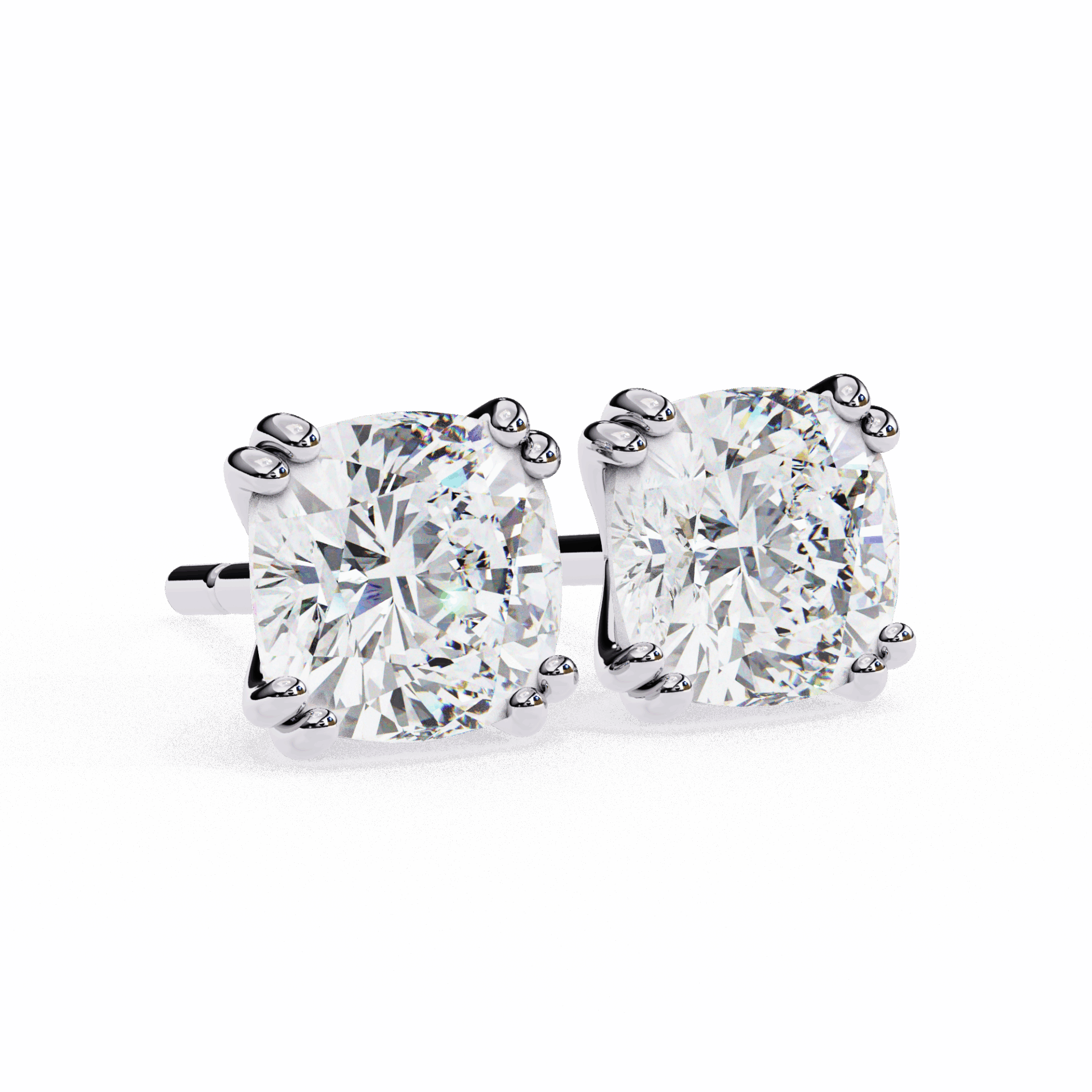 2.25 Carat Refined Cushion Solitaire Earrings in Moissanite | House of Estara