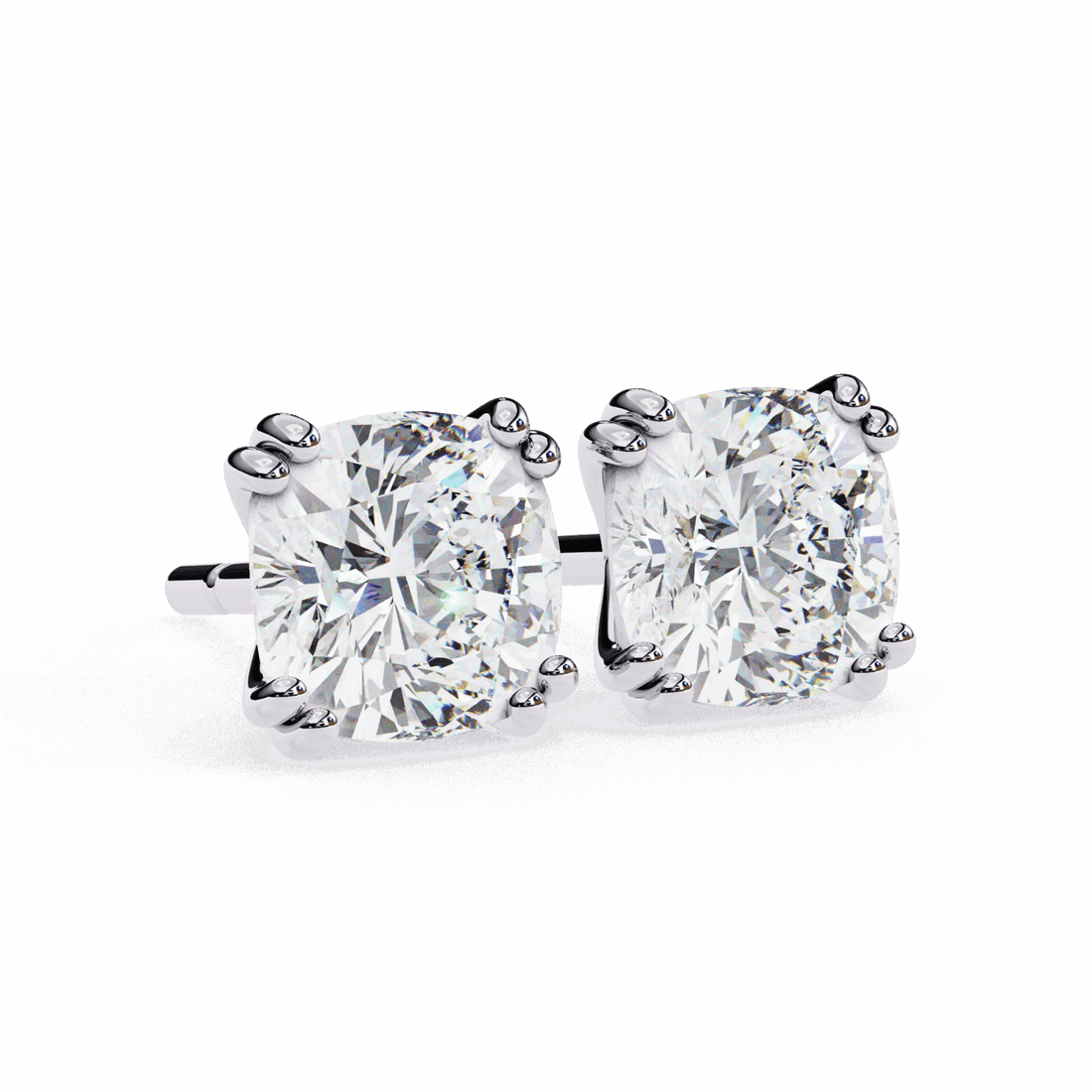 2.25 Carat Refined Cushion Solitaire Earrings in Moissanite | House of Estara