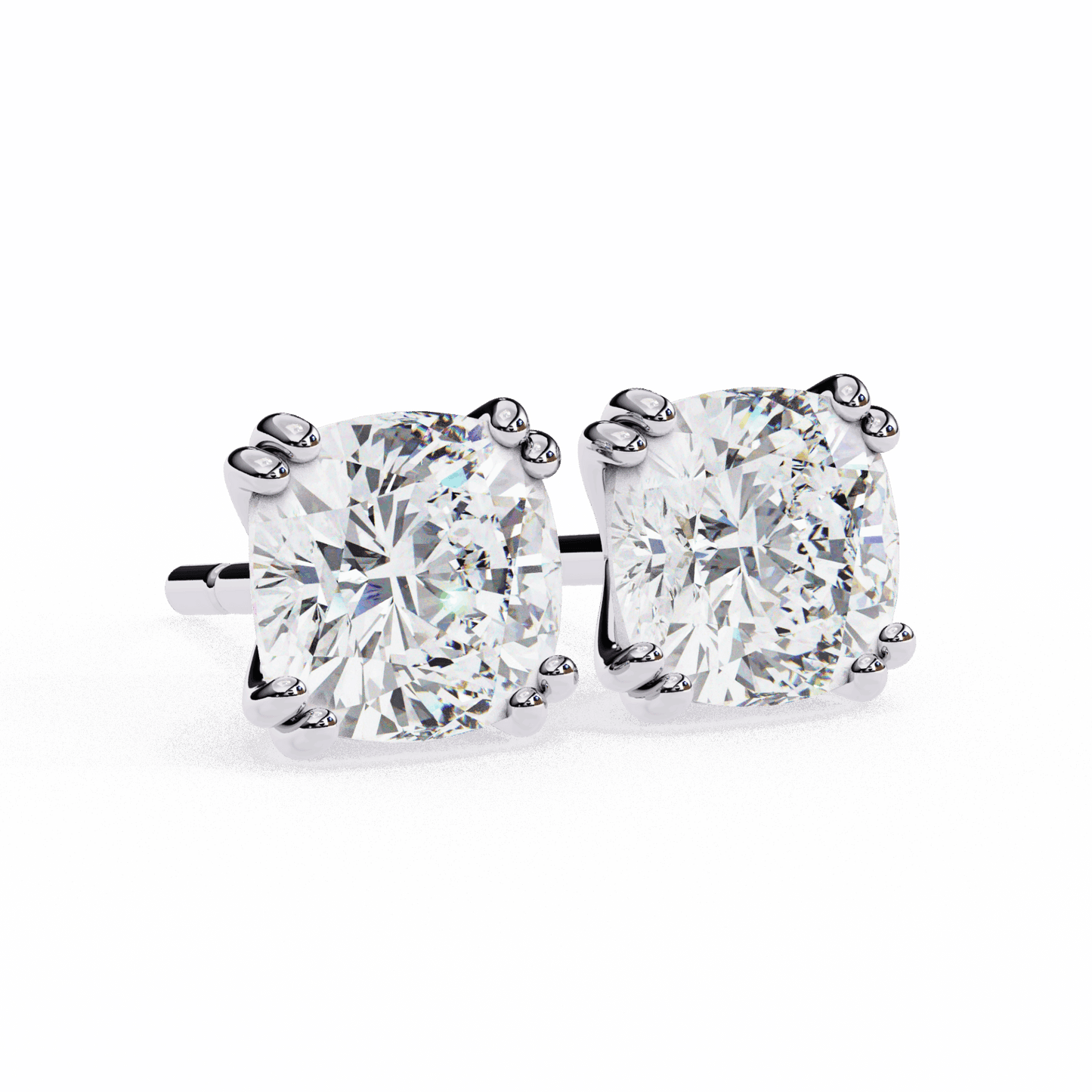 2.25 Carat Refined Cushion Solitaire Earrings in Moissanite | House of Estara