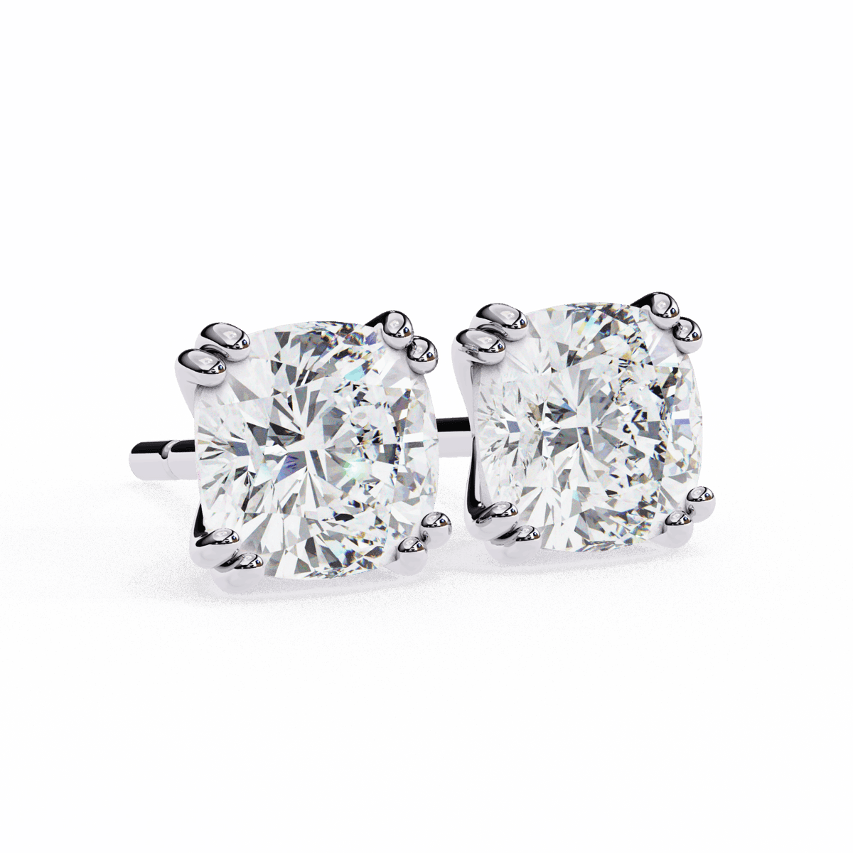 2.25 Carat Refined Cushion Solitaire Earrings in Moissanite | House of Estara