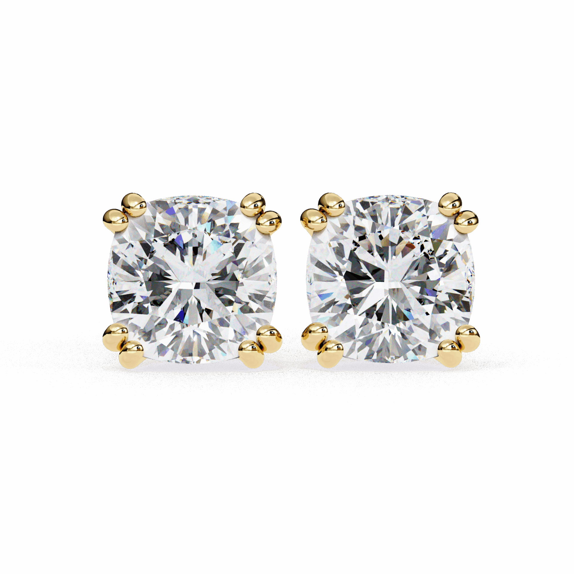 2.25 Carat Refined Cushion Solitaire Earrings in Moissanite | House of Estara