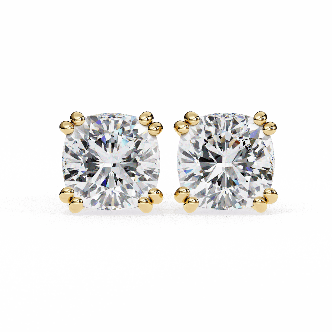 2.25 Carat Refined Cushion Solitaire Earrings in Moissanite | House of Estara