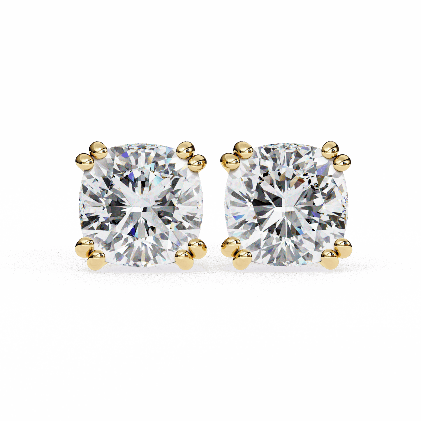 2.25 Carat Refined Cushion Solitaire Earrings in Moissanite | House of Estara