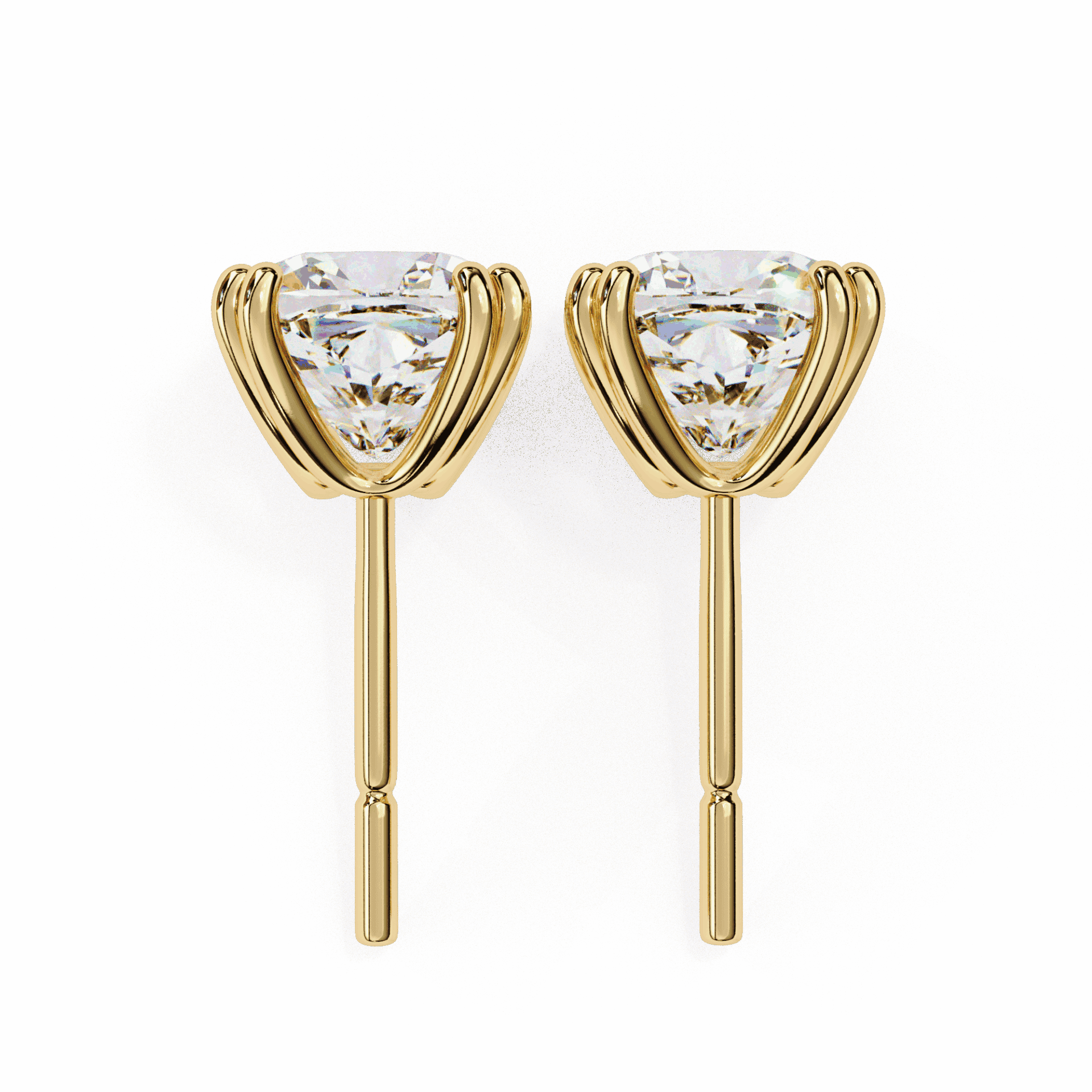 2.25 Carat Refined Cushion Solitaire Earrings in Moissanite | House of Estara