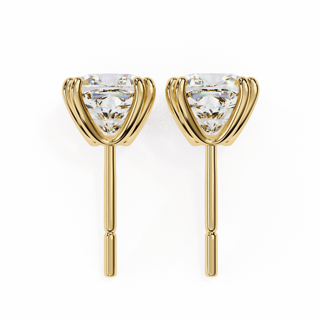 2.25 Carat Refined Cushion Solitaire Earrings in Moissanite | House of Estara