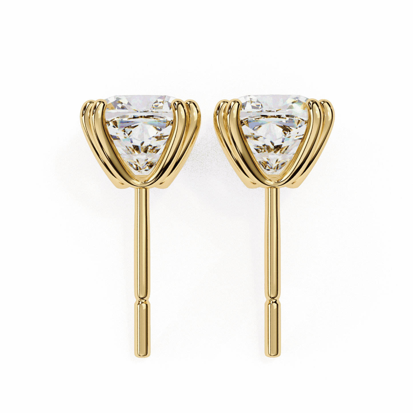 2.25 Carat Refined Cushion Solitaire Earrings in Moissanite | House of Estara