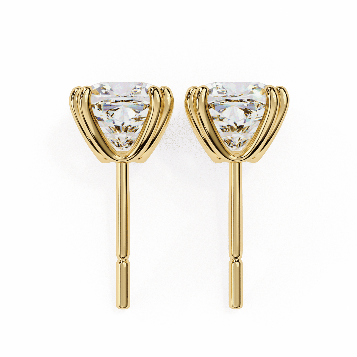 2.25 Carat Refined Cushion Solitaire Earrings in Moissanite | House of Estara