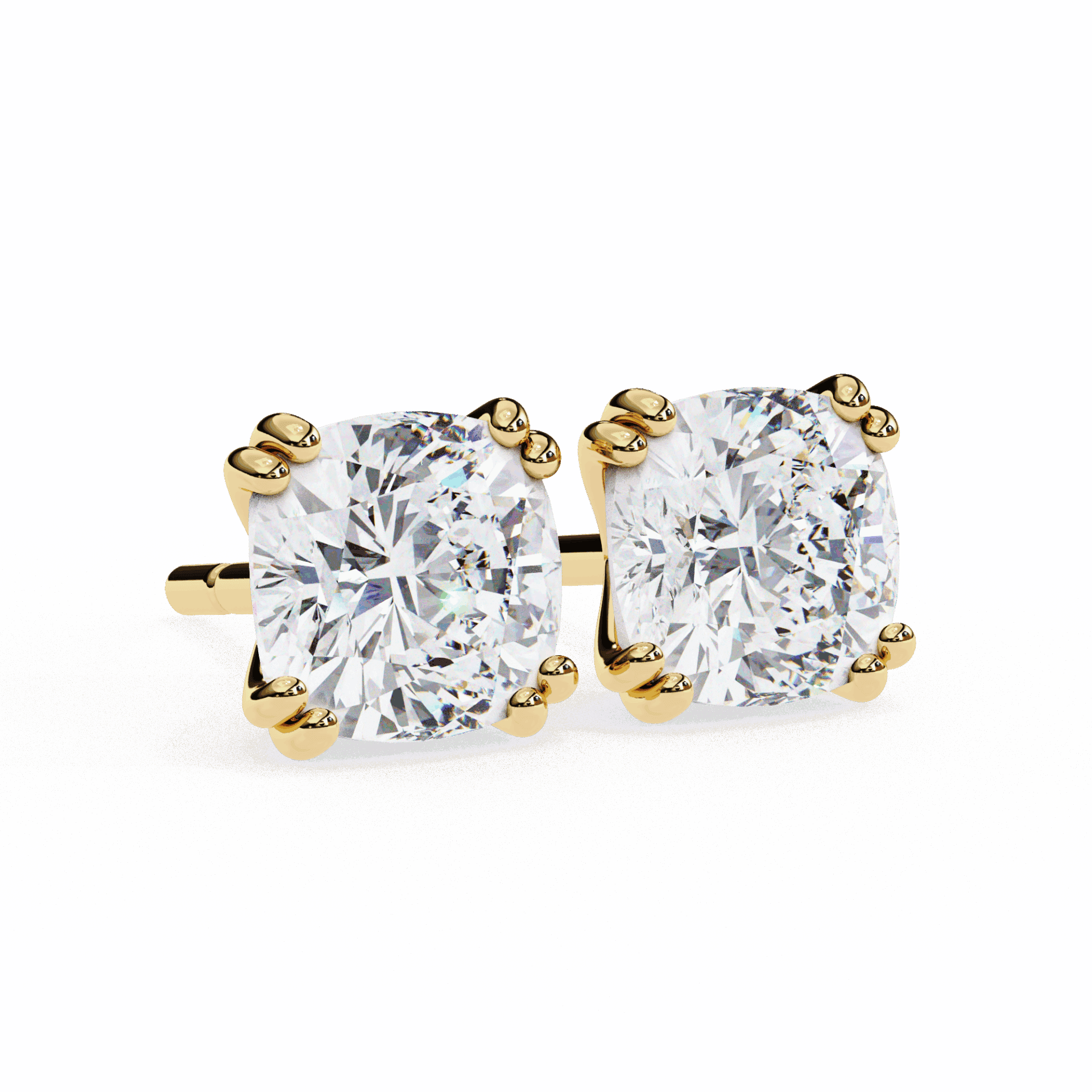 2.25 Carat Refined Cushion Solitaire Earrings in Moissanite | House of Estara