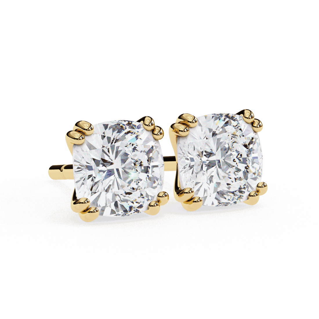 2.25 Carat Refined Cushion Solitaire Earrings in Moissanite | House of Estara