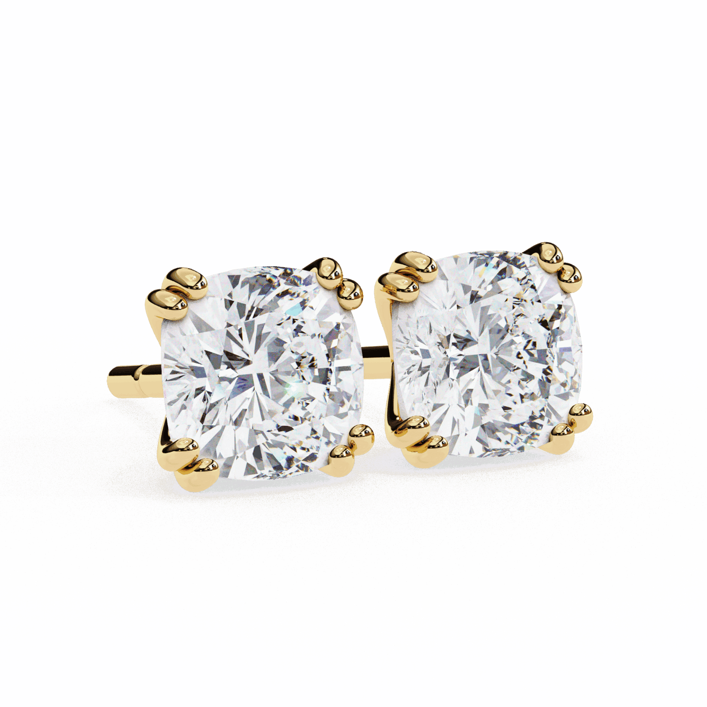2.25 Carat Refined Cushion Solitaire Earrings in Moissanite | House of Estara