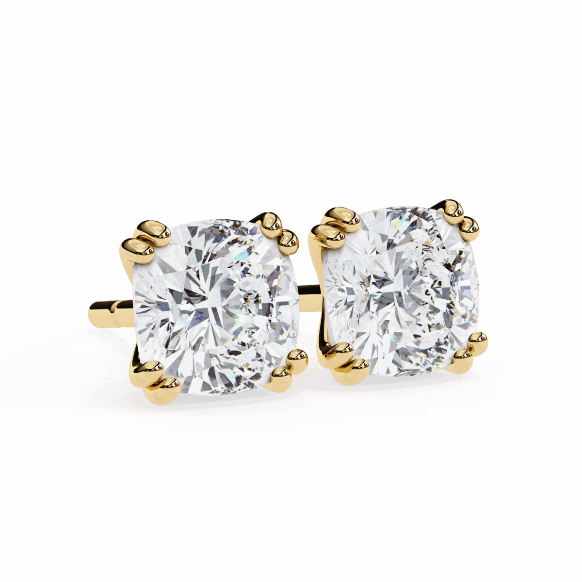 2.25 Carat Refined Cushion Solitaire Earrings in Moissanite | House of Estara