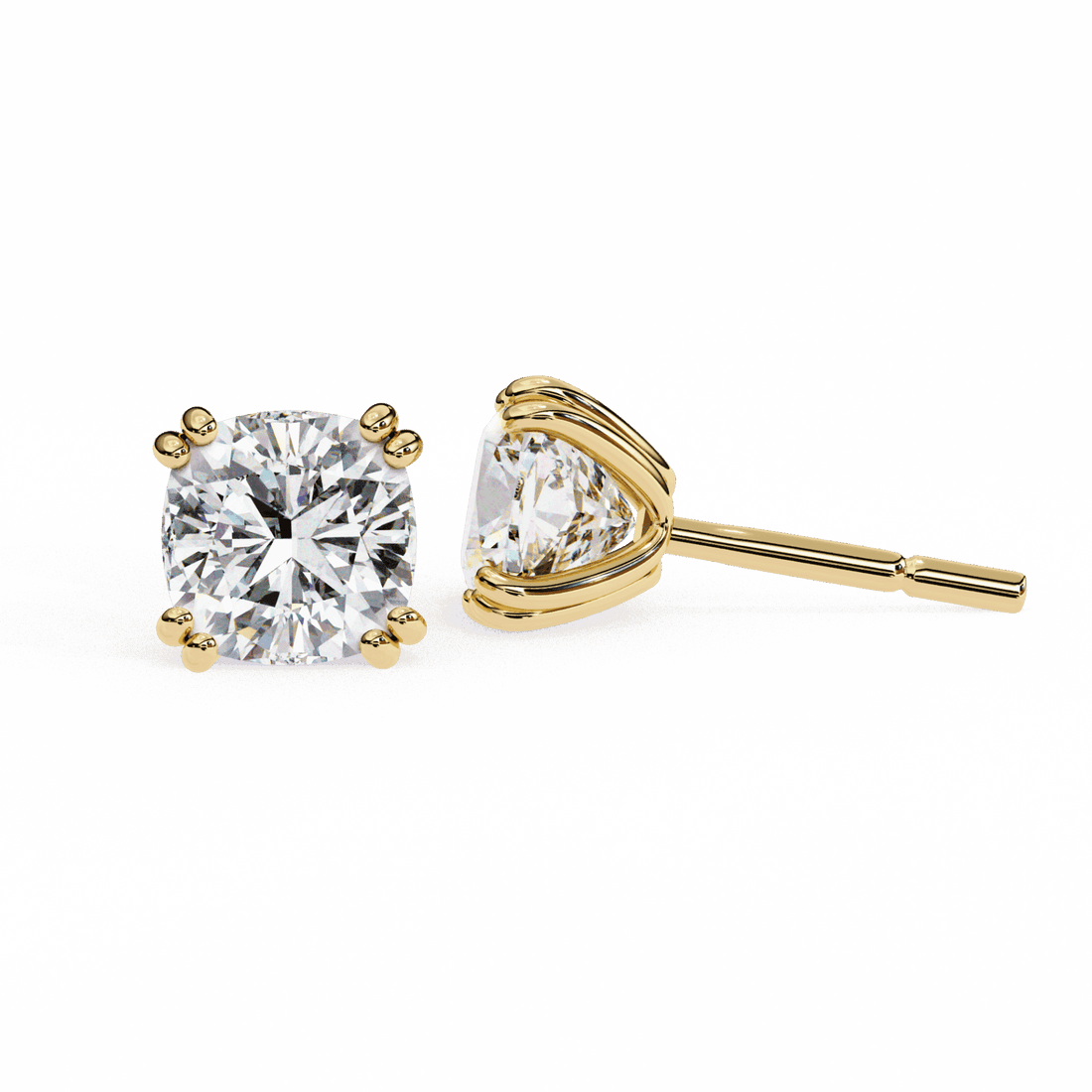 2.25 Carat Refined Cushion Solitaire Earrings in Moissanite | House of Estara