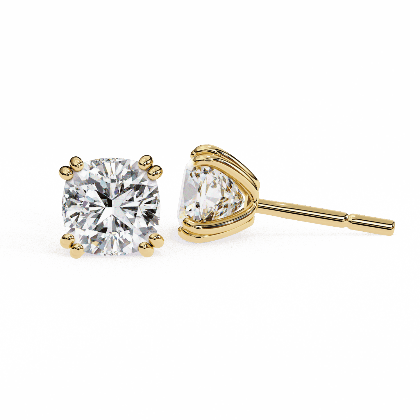 2.25 Carat Refined Cushion Solitaire Earrings in Moissanite | House of Estara