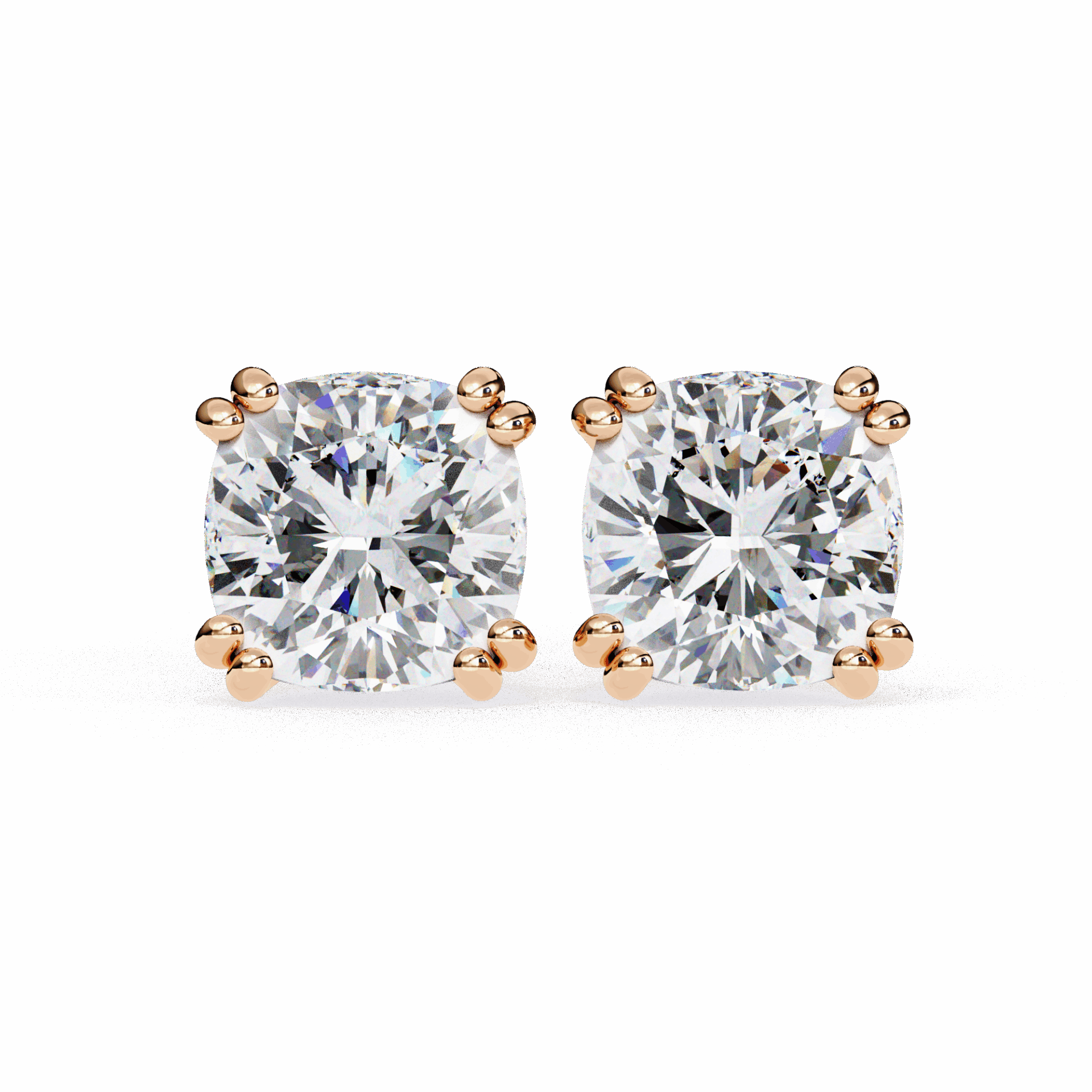 2.25 Carat Refined Cushion Solitaire Earrings in Moissanite | House of Estara