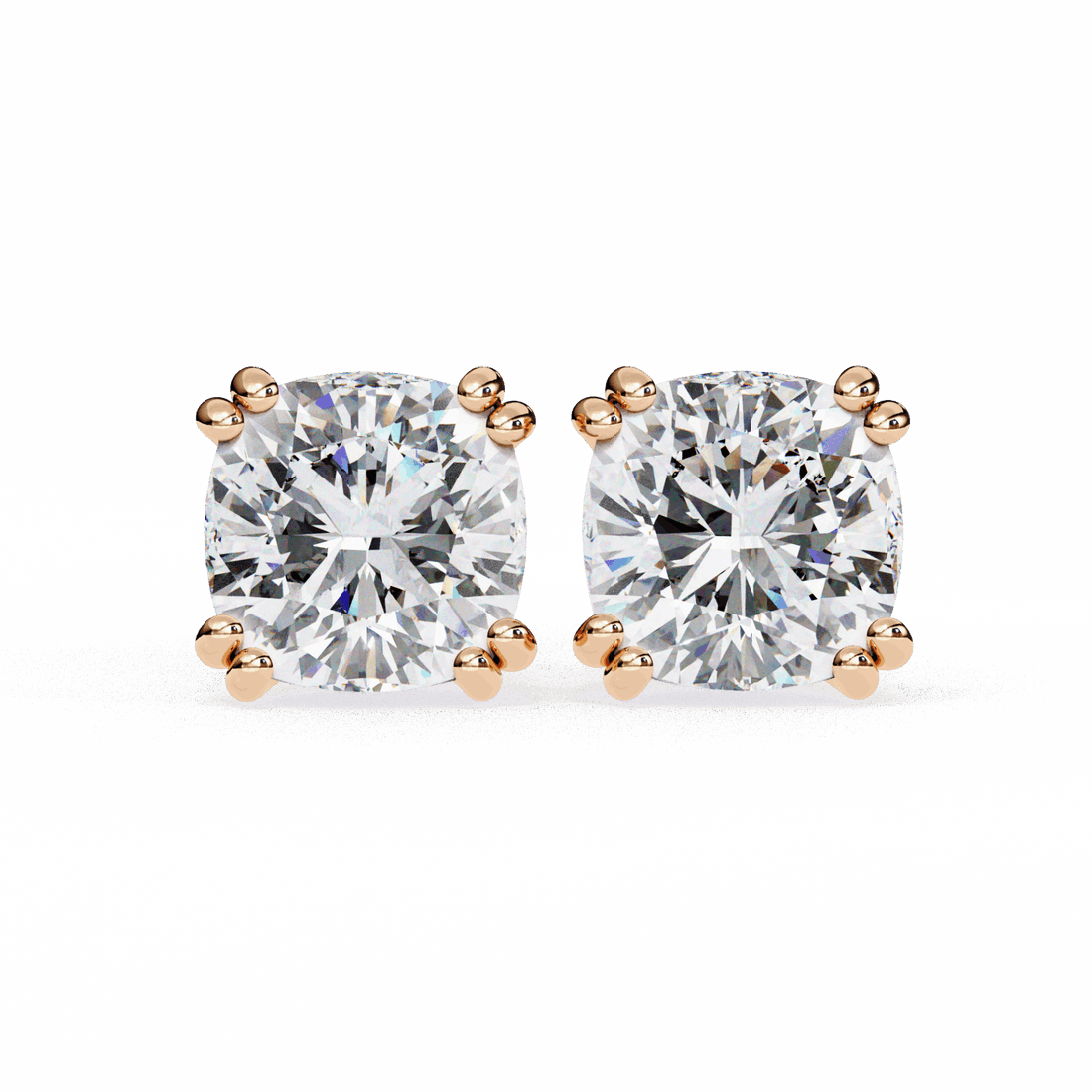 2.25 Carat Refined Cushion Solitaire Earrings in Moissanite | House of Estara