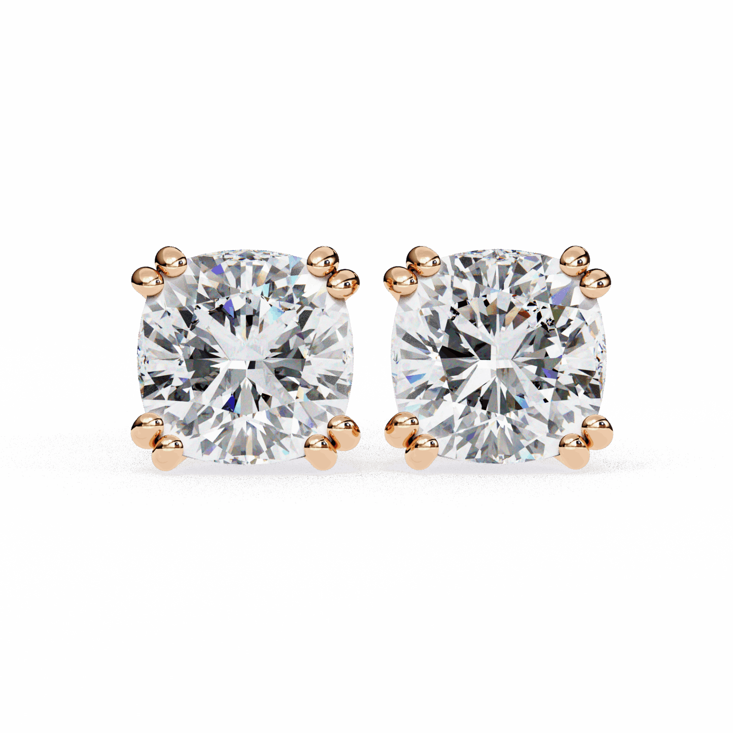 2.25 Carat Refined Cushion Solitaire Earrings in Moissanite | House of Estara