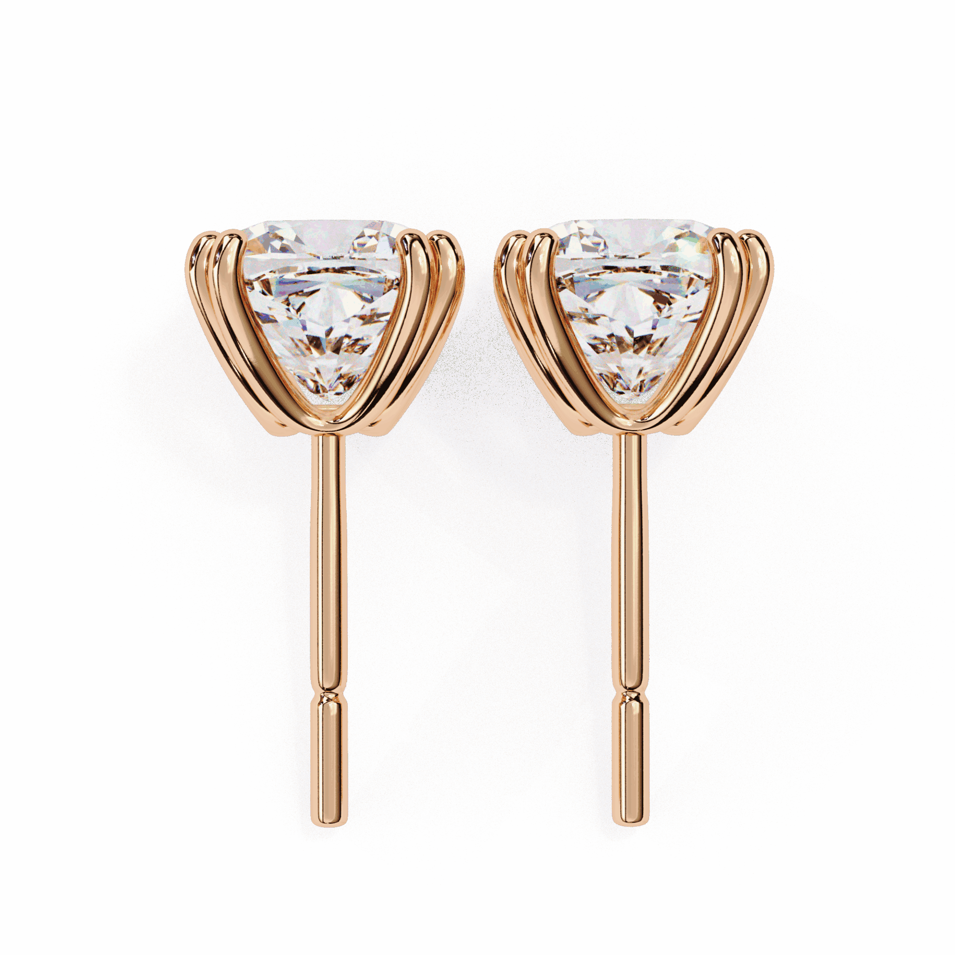 2.25 Carat Refined Cushion Solitaire Earrings in Moissanite | House of Estara