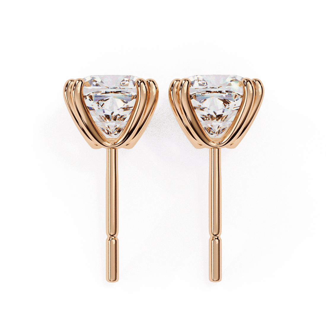 2.25 Carat Refined Cushion Solitaire Earrings in Moissanite | House of Estara