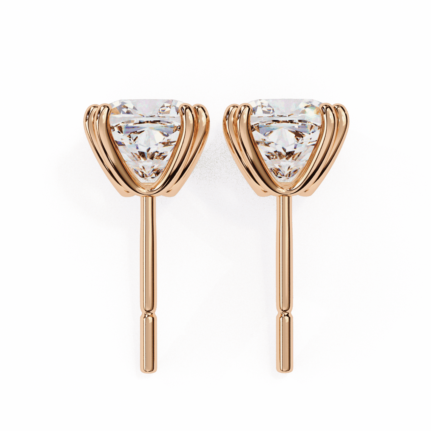 2.25 Carat Refined Cushion Solitaire Earrings in Moissanite | House of Estara