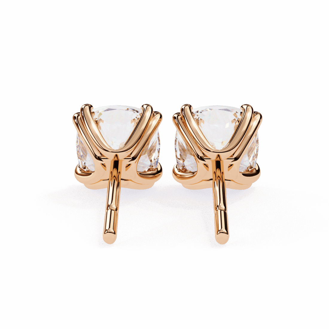 2.25 Carat Refined Cushion Solitaire Earrings in Moissanite | House of Estara