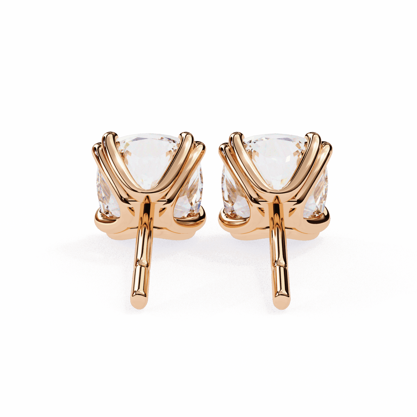 2.25 Carat Refined Cushion Solitaire Earrings in Moissanite | House of Estara