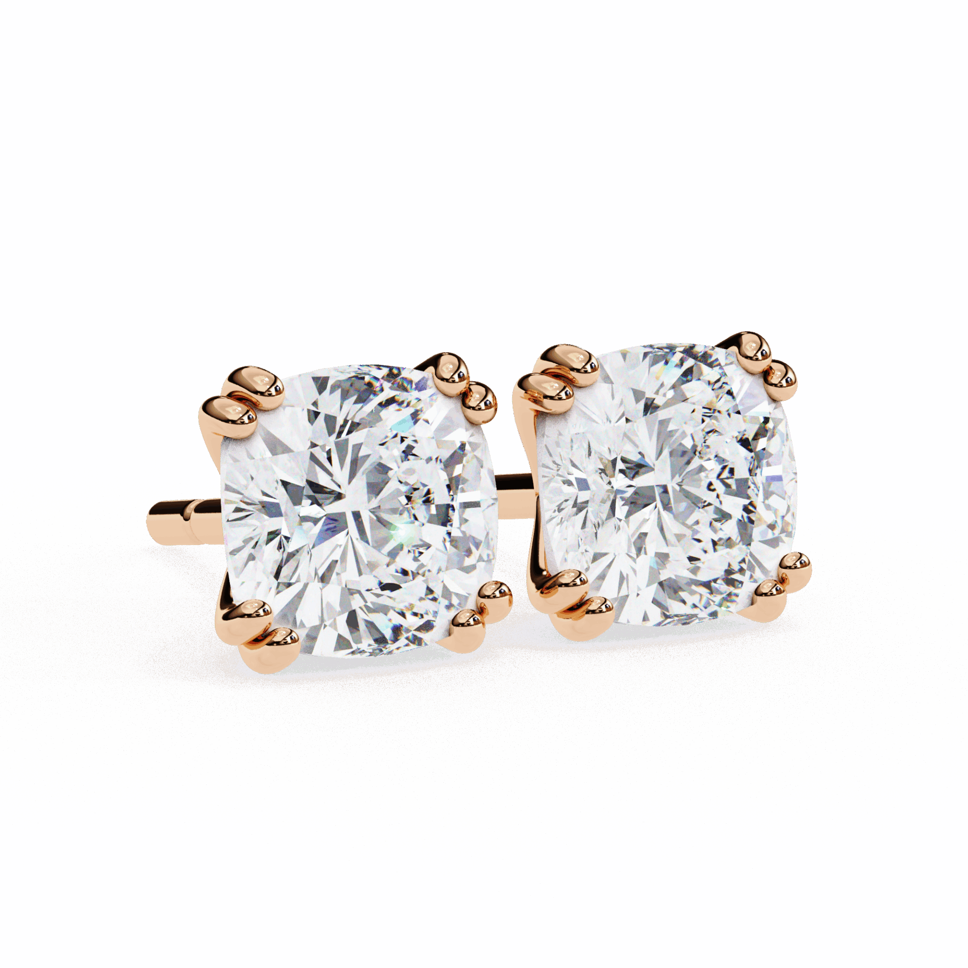 2.25 Carat Refined Cushion Solitaire Earrings in Moissanite | House of Estara