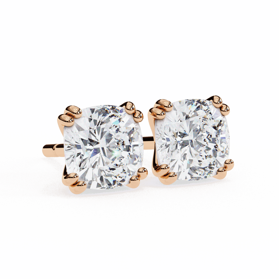 2.25 Carat Refined Cushion Solitaire Earrings in Moissanite | House of Estara
