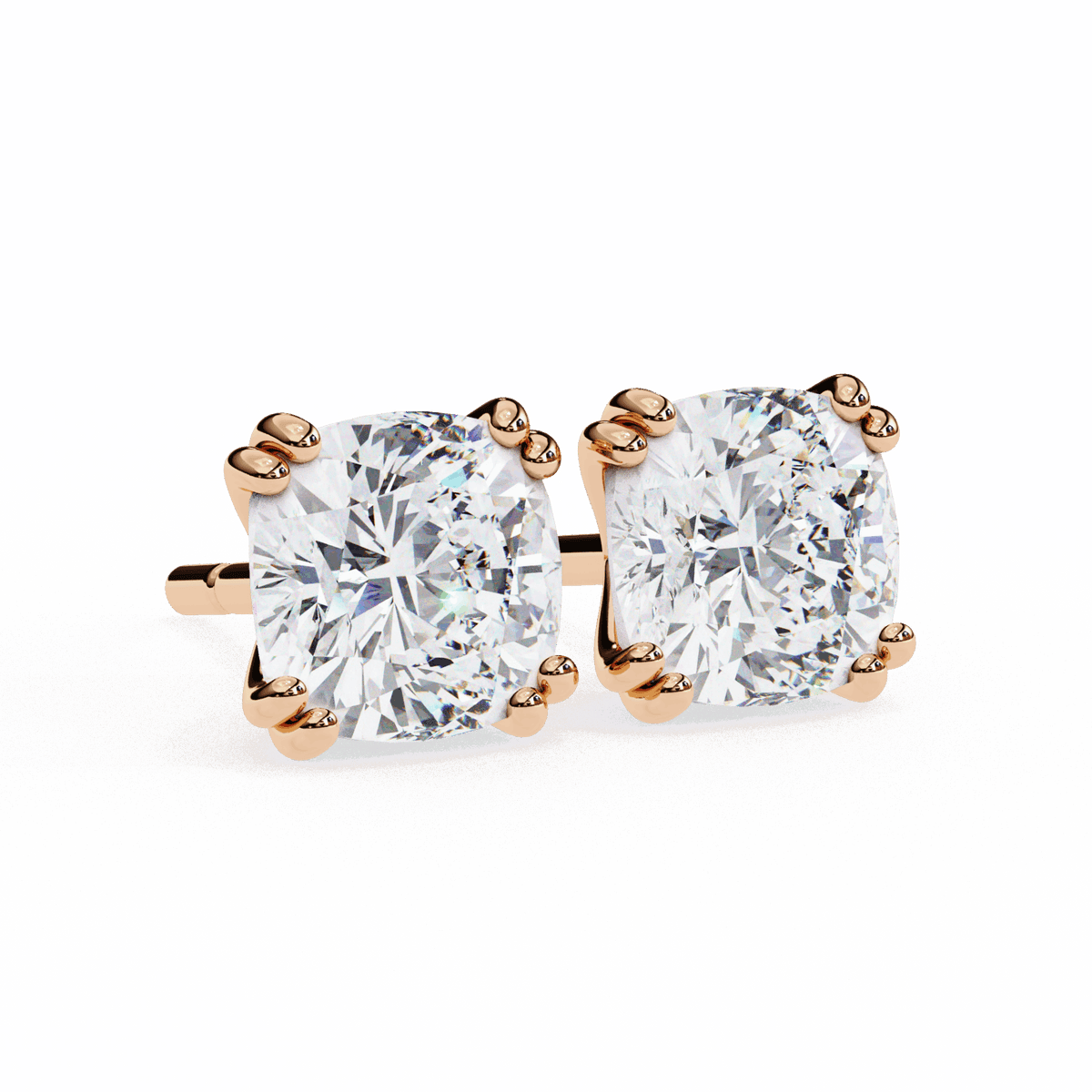 2.25 Carat Refined Cushion Solitaire Earrings in Moissanite | House of Estara