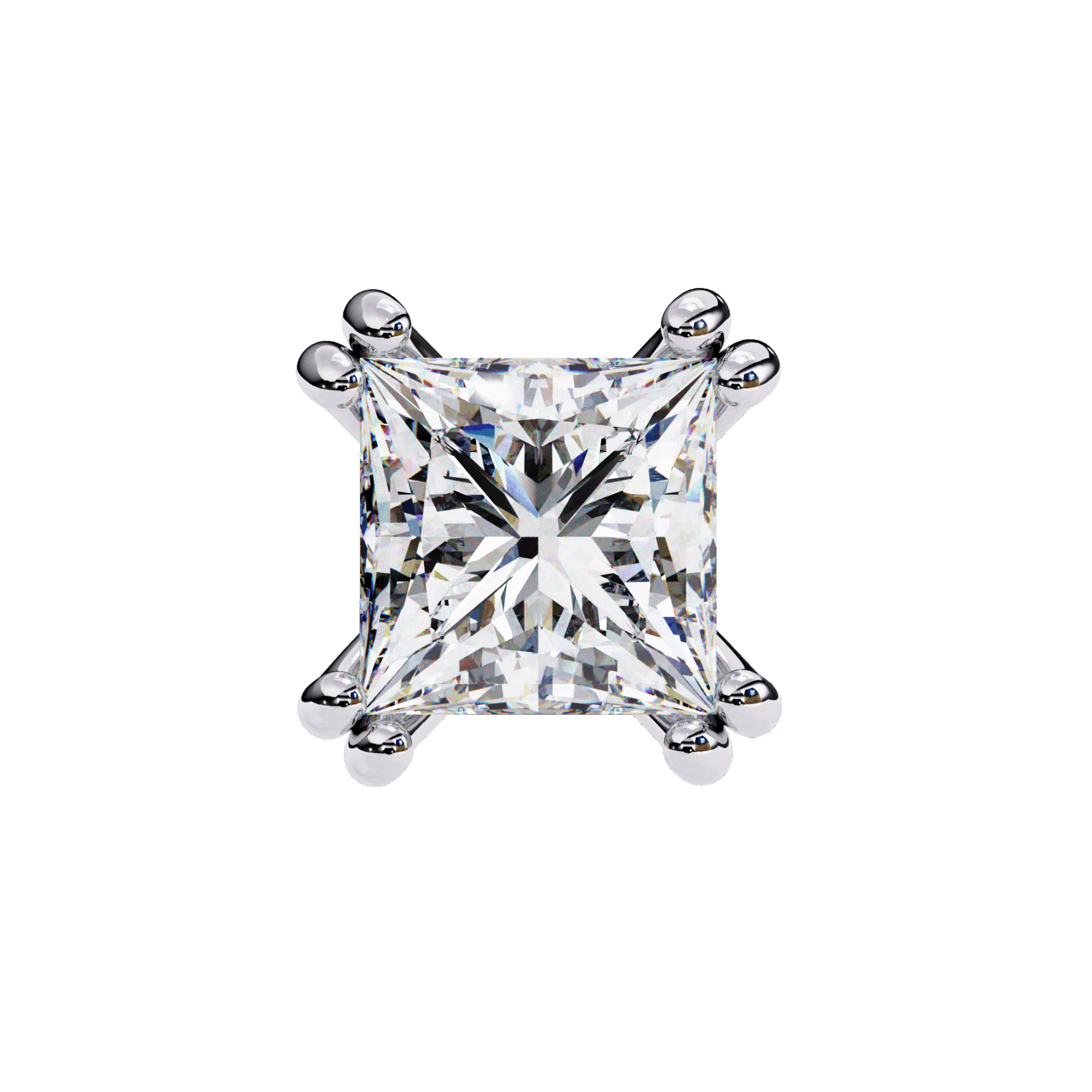 3 Carat Contemporary Princess Solitaire Earrings in Moissanite | House of Estara