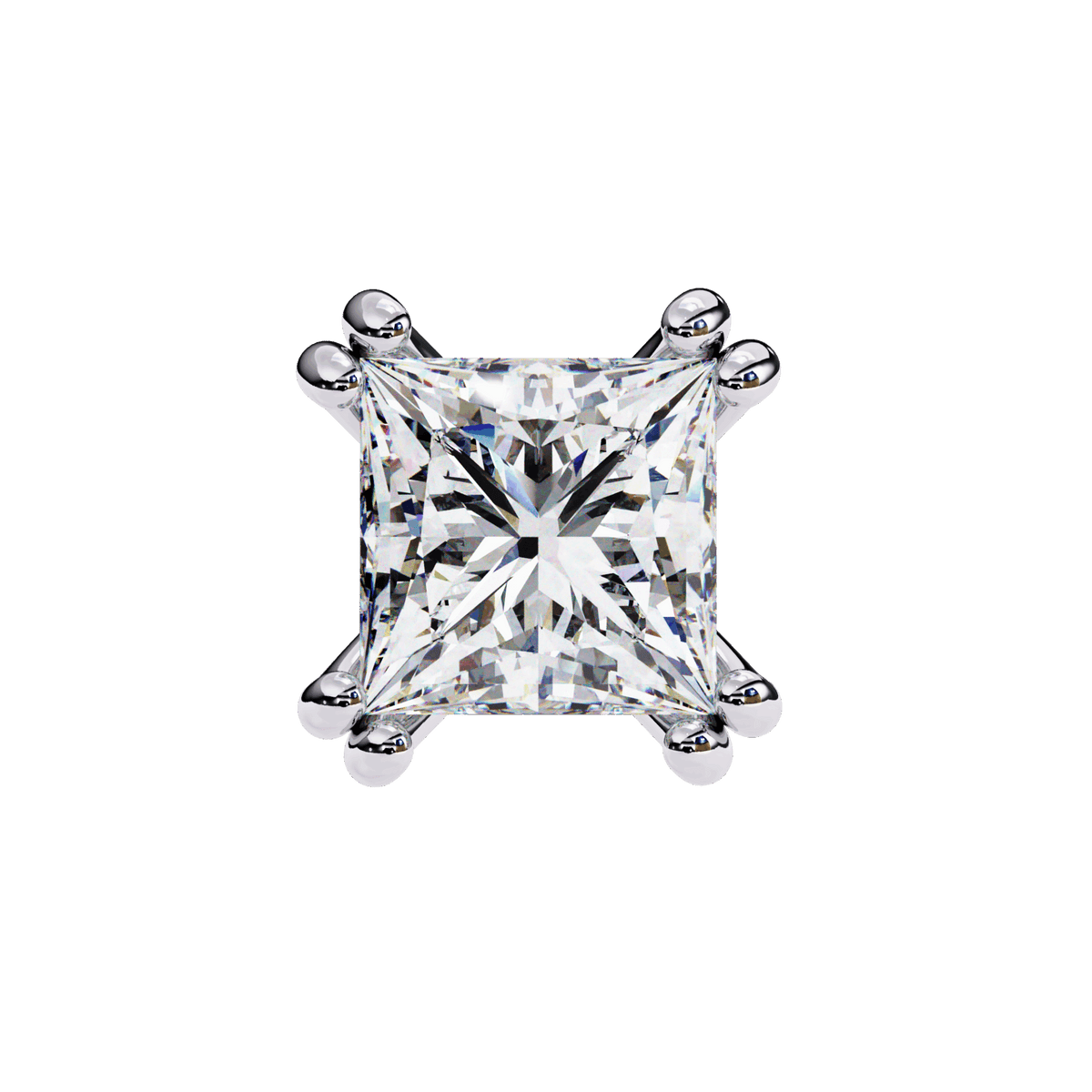 3 Carat Contemporary Princess Solitaire Earrings in Moissanite | House of Estara