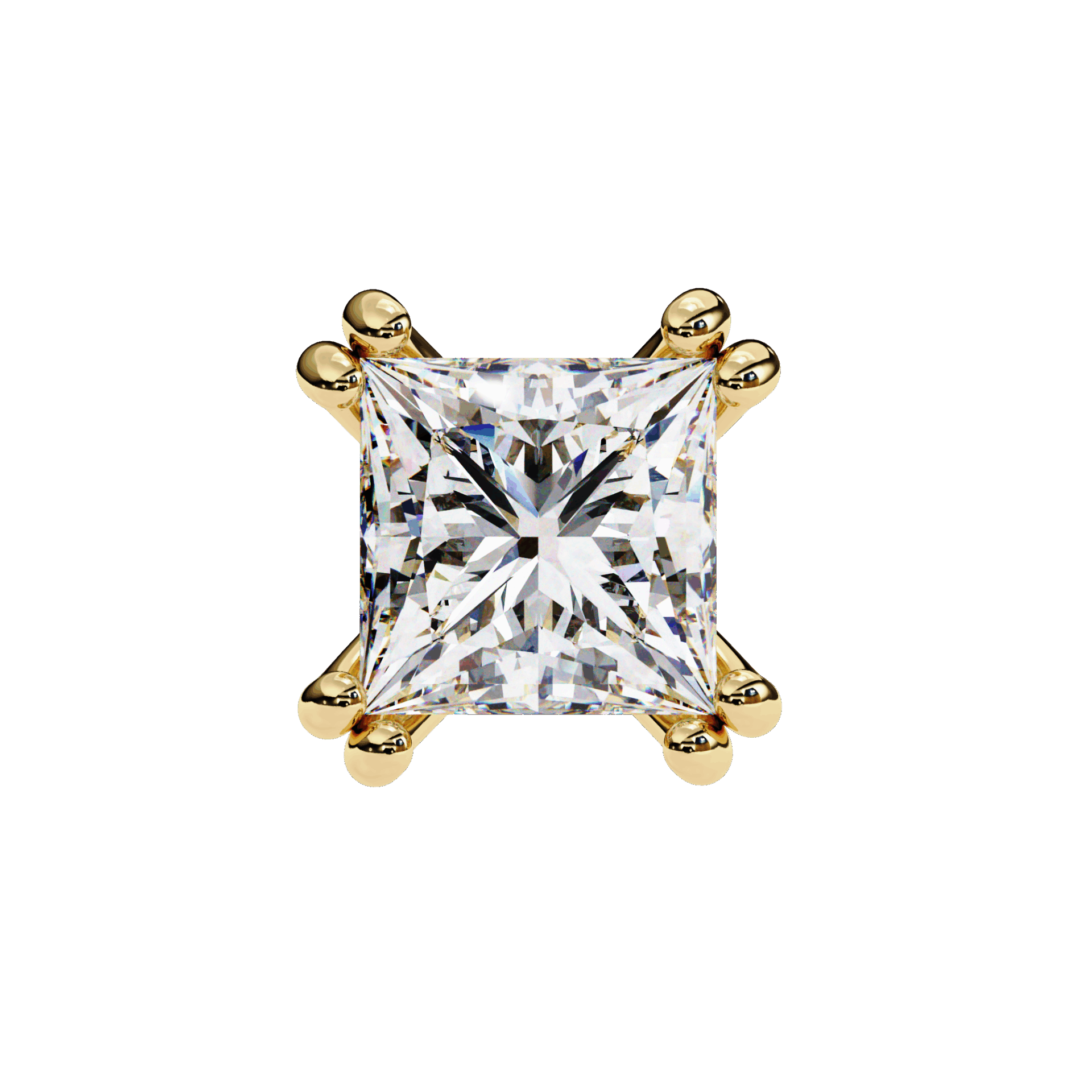 3 Carat Contemporary Princess Solitaire Earrings in Moissanite | House of Estara