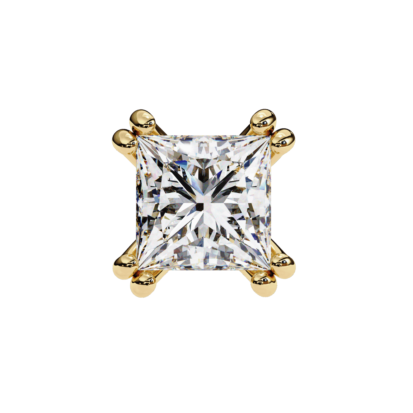 3 Carat Contemporary Princess Solitaire Earrings in Moissanite | House of Estara
