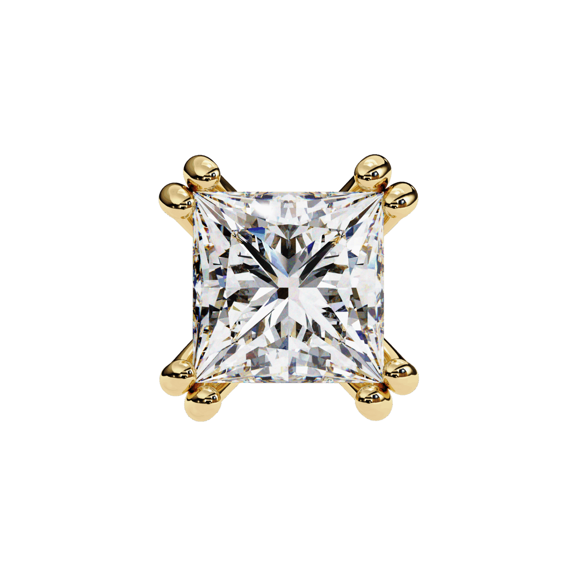 3 Carat Contemporary Princess Solitaire Earrings in Moissanite | House of Estara
