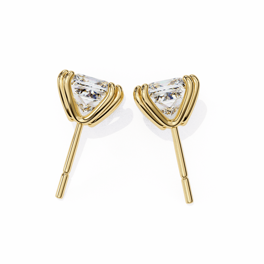 3 Carat Contemporary Princess Solitaire Earrings in Moissanite | House of Estara