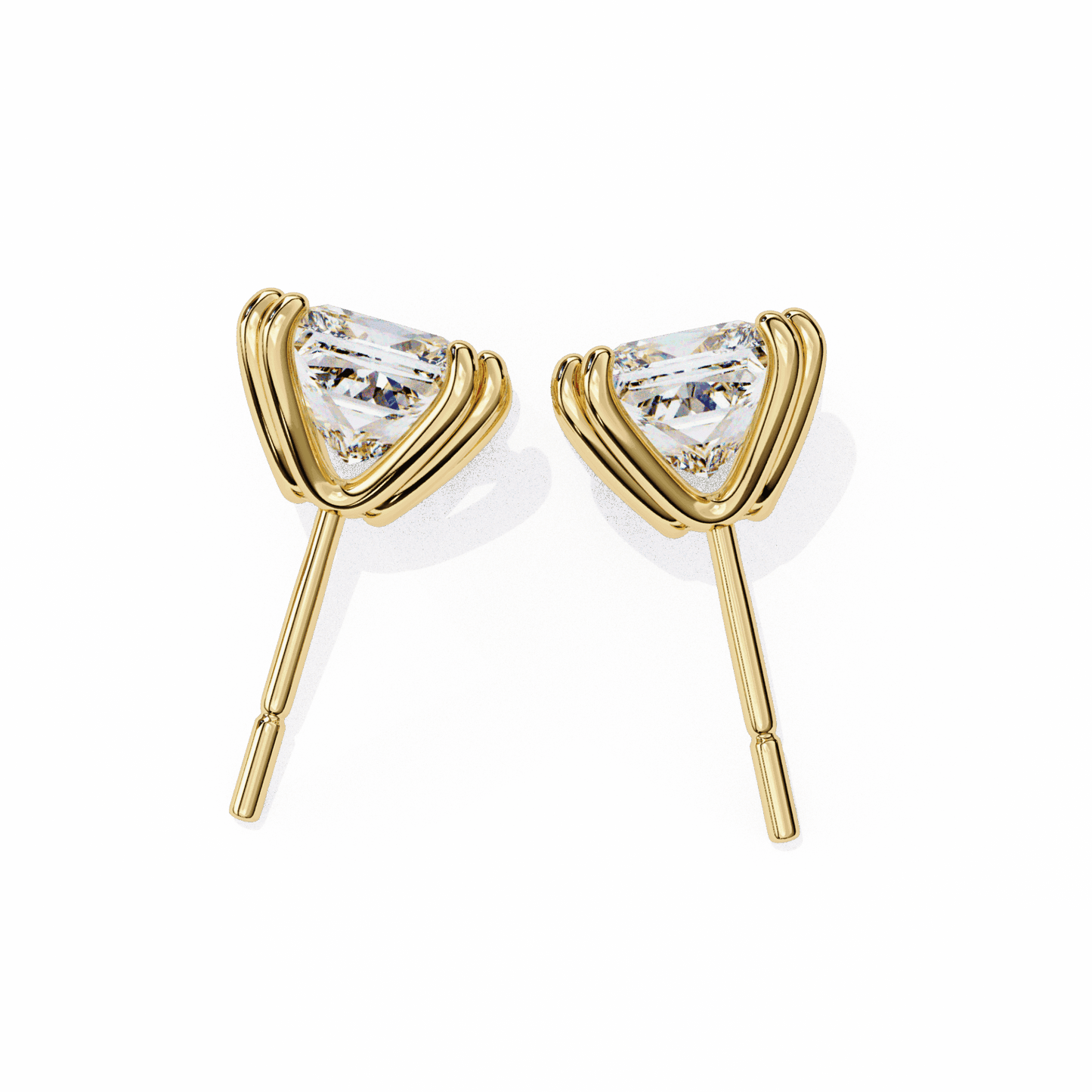 3 Carat Contemporary Princess Solitaire Earrings in Moissanite | House of Estara