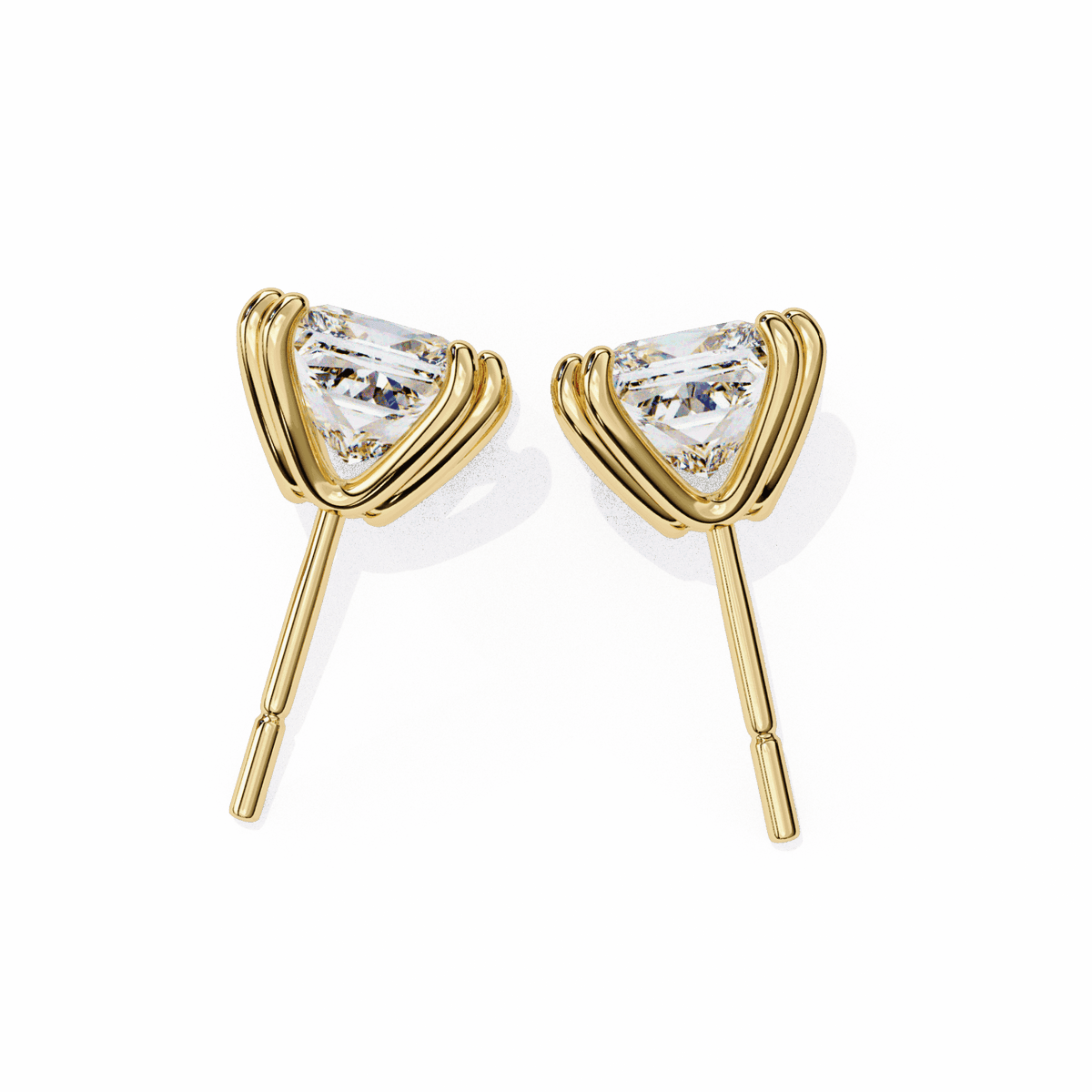 3 Carat Contemporary Princess Solitaire Earrings in Moissanite | House of Estara