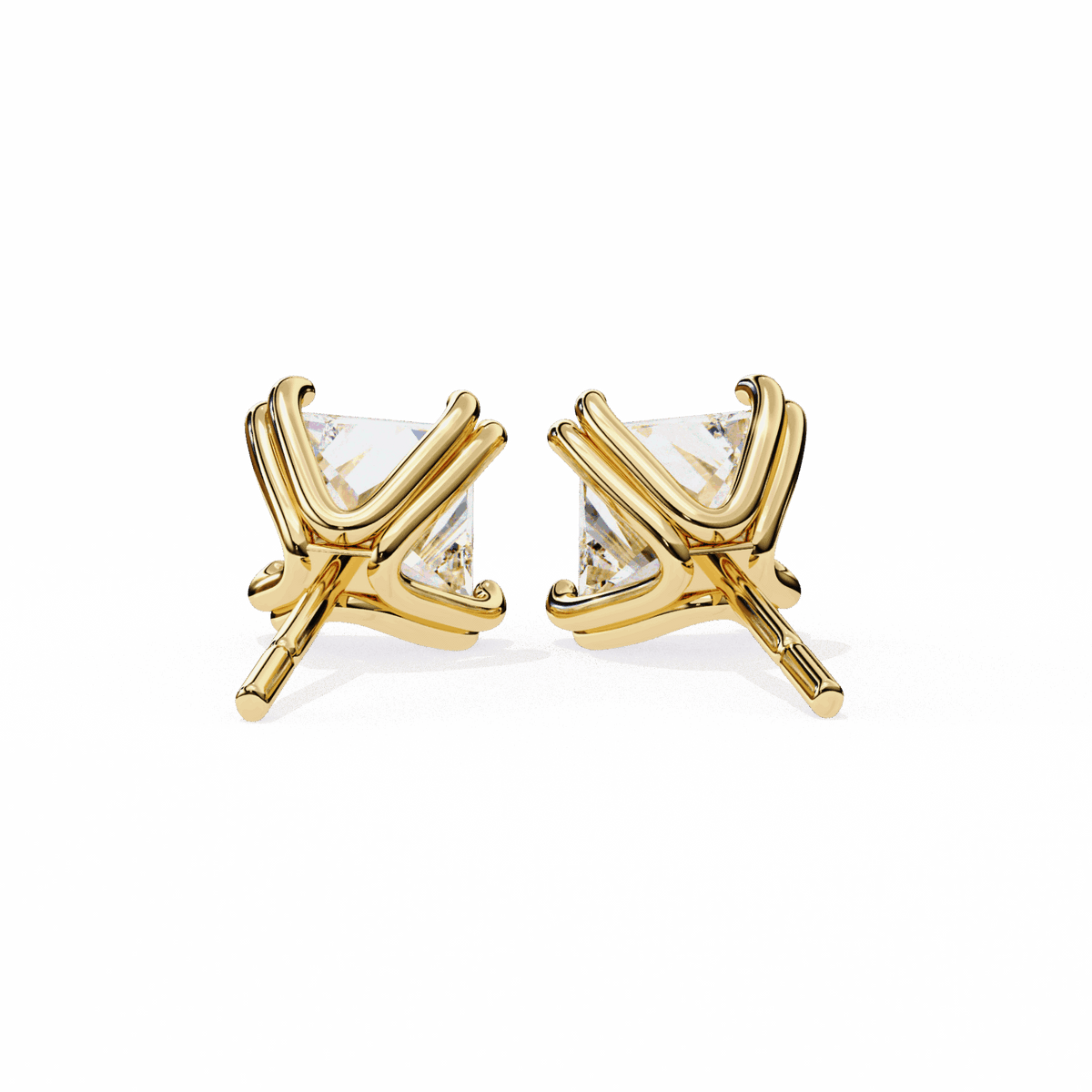 3 Carat Contemporary Princess Solitaire Earrings in Moissanite | House of Estara