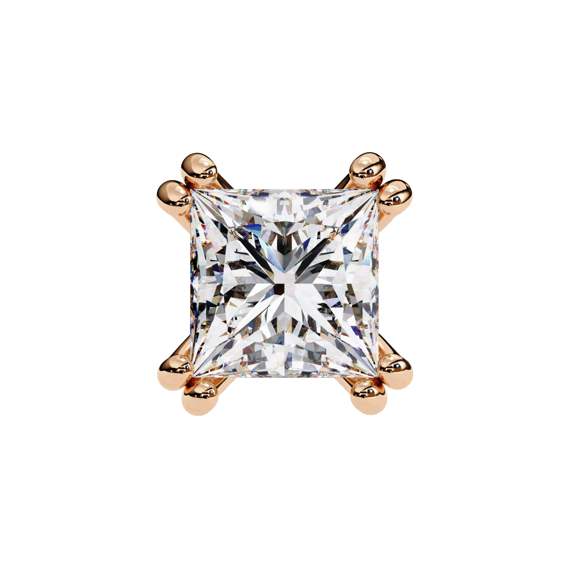 3 Carat Contemporary Princess Solitaire Earrings in Moissanite | House of Estara