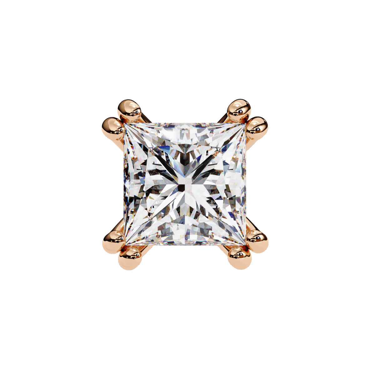 3 Carat Contemporary Princess Solitaire Earrings in Moissanite | House of Estara