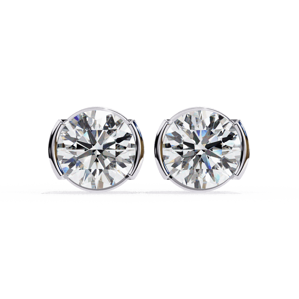 Half Bezel Round Solitaire Earrings