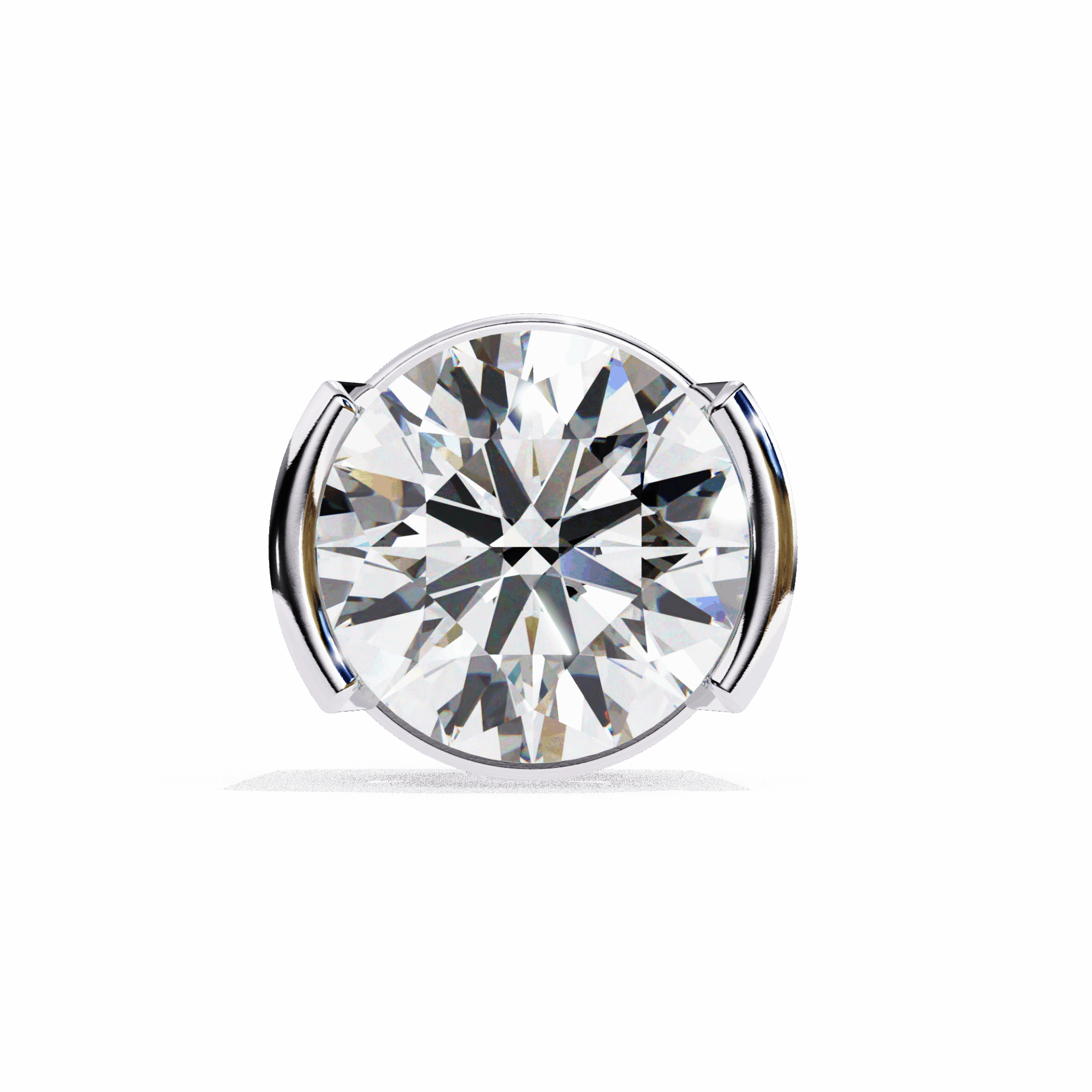 2.5 Carat Half Bezel Round Solitaire Earrings in Moissanite | House of Estara