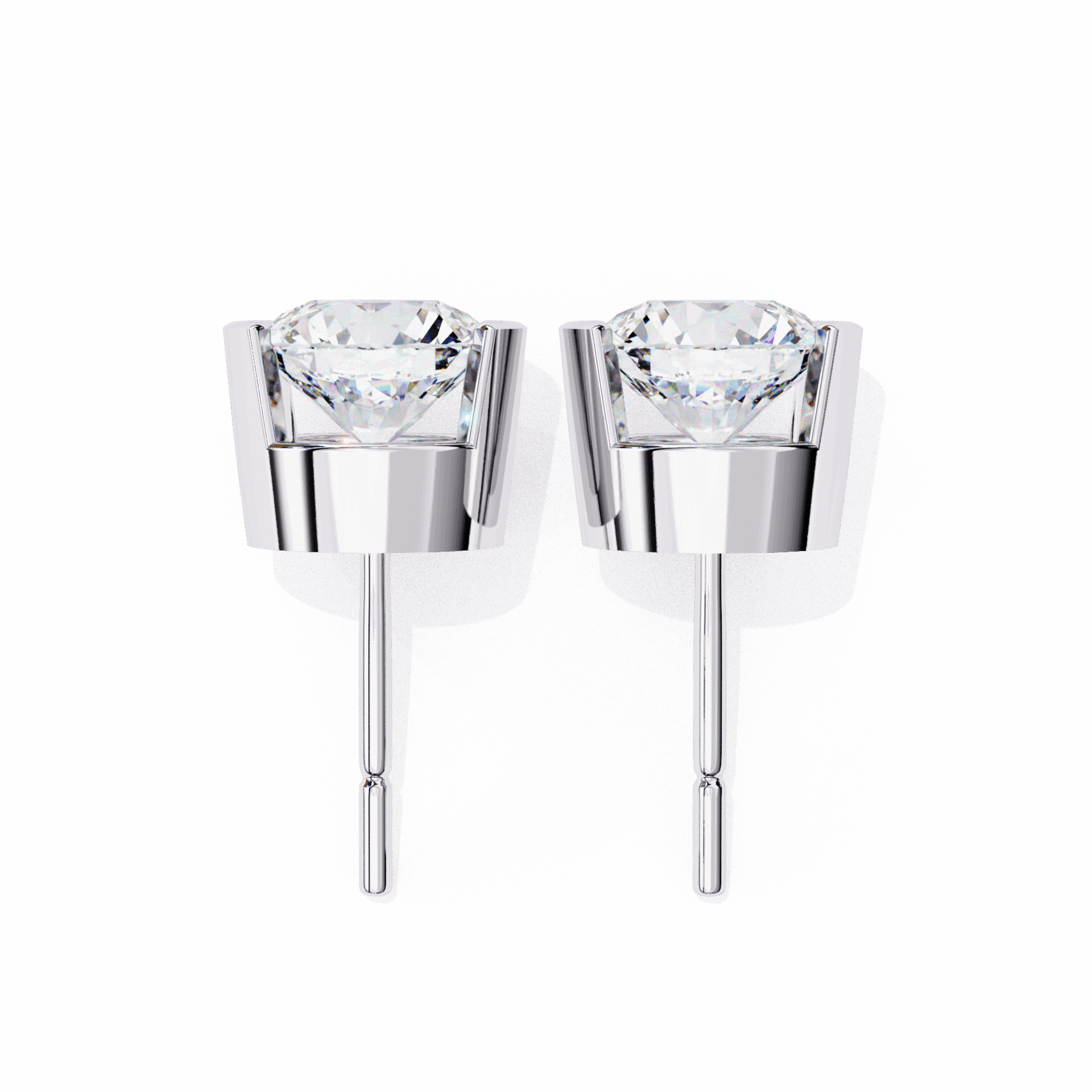 2.5 Carat Half Bezel Round Solitaire Earrings in Moissanite | House of Estara