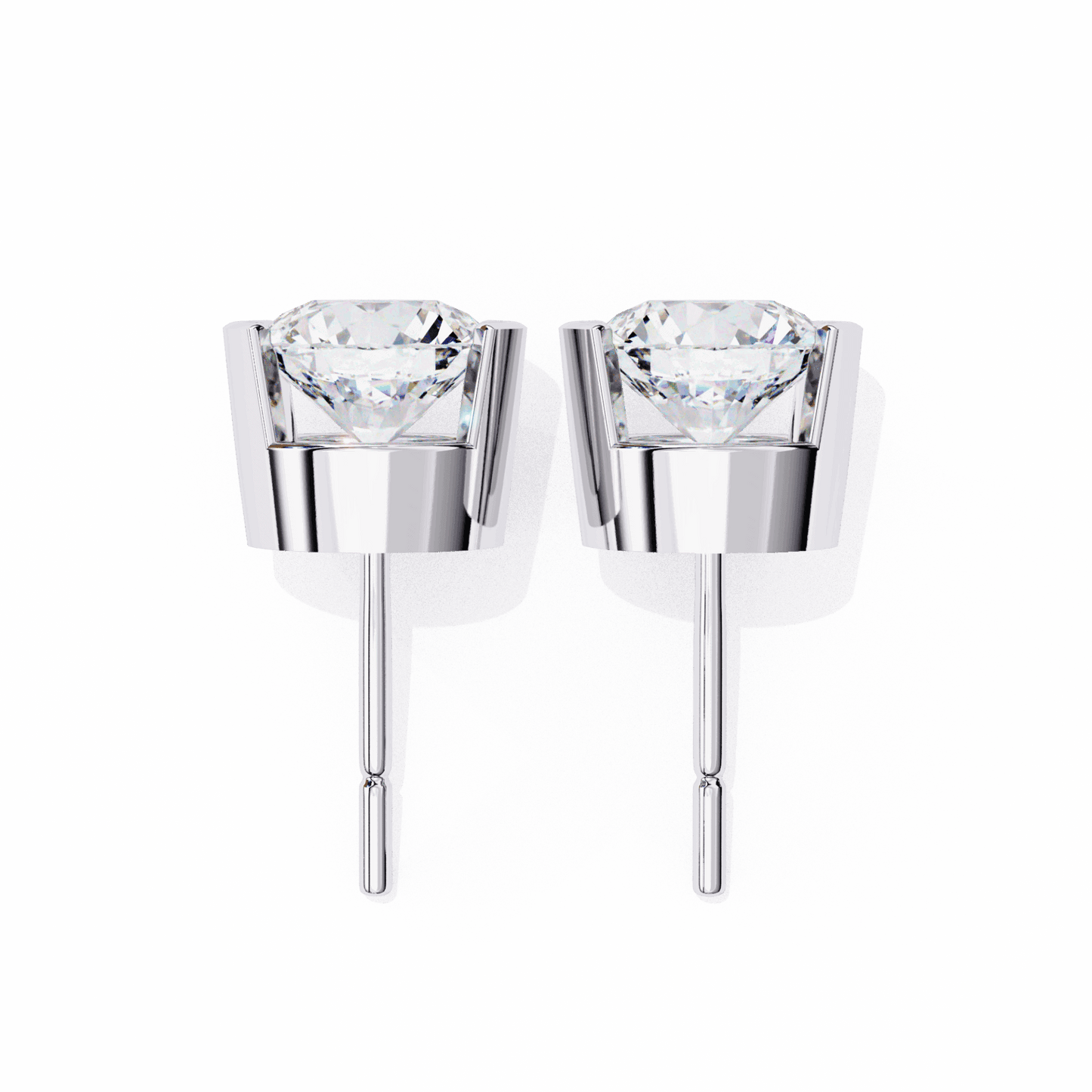 2.5 Carat Half Bezel Round Solitaire Earrings in Moissanite | House of Estara