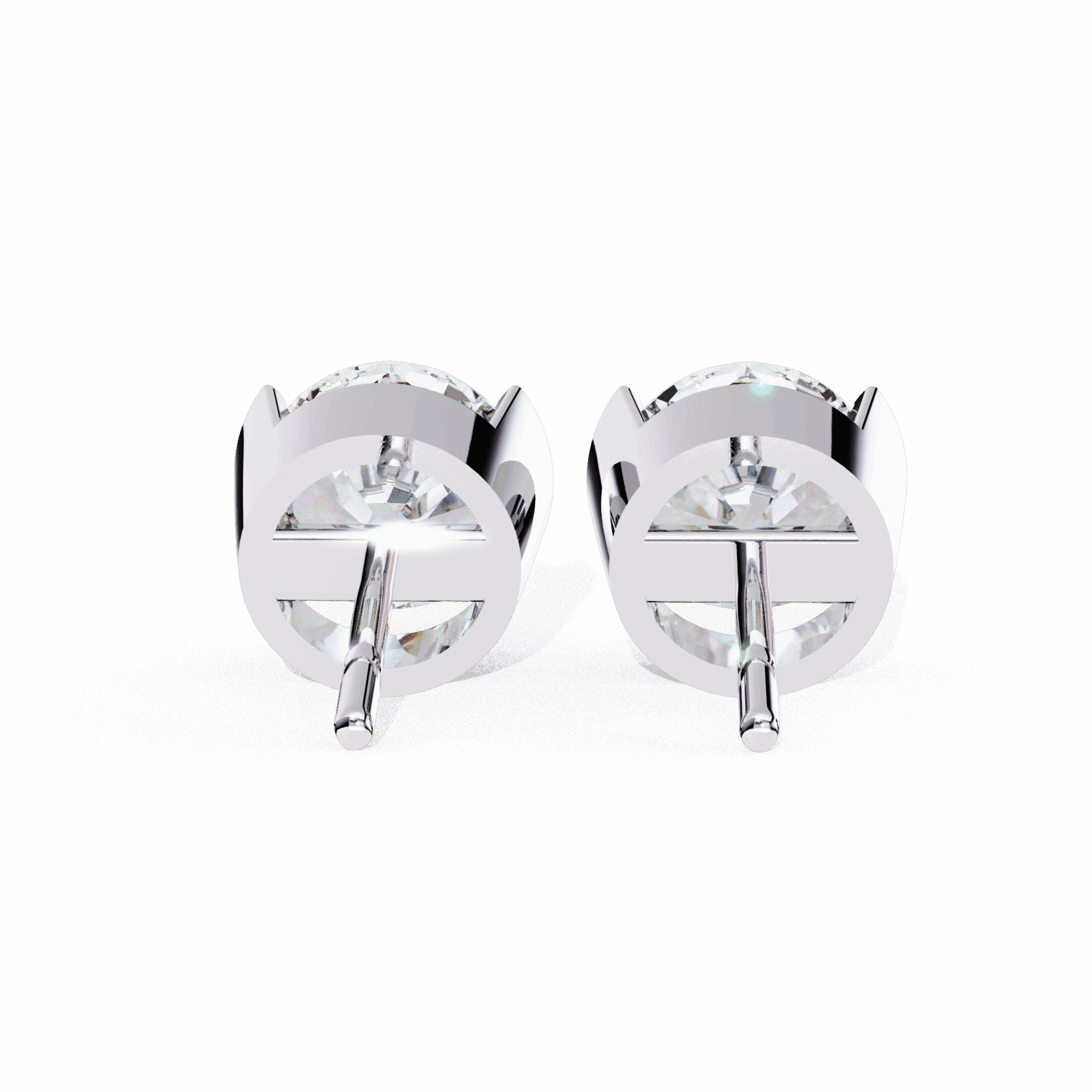 2.5 Carat Half Bezel Round Solitaire Earrings in Moissanite | House of Estara