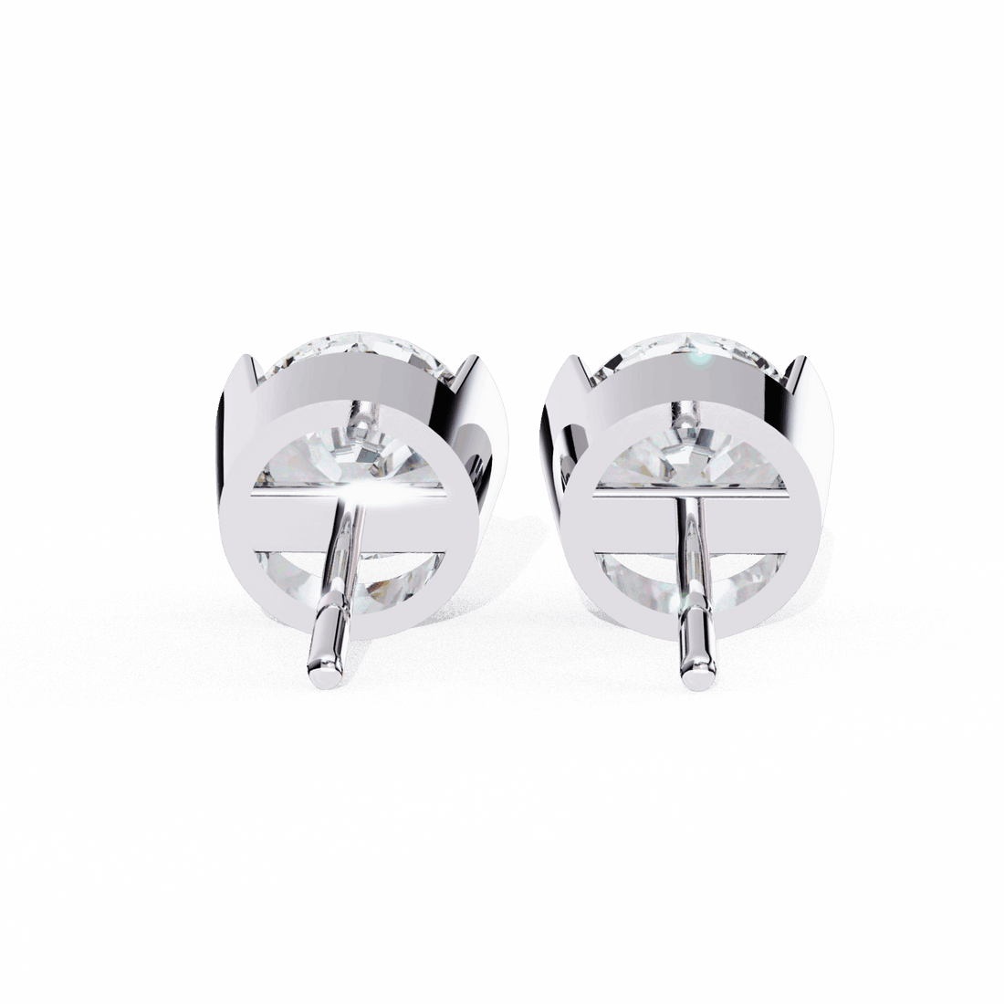 2.5 Carat Half Bezel Round Solitaire Earrings in Moissanite | House of Estara
